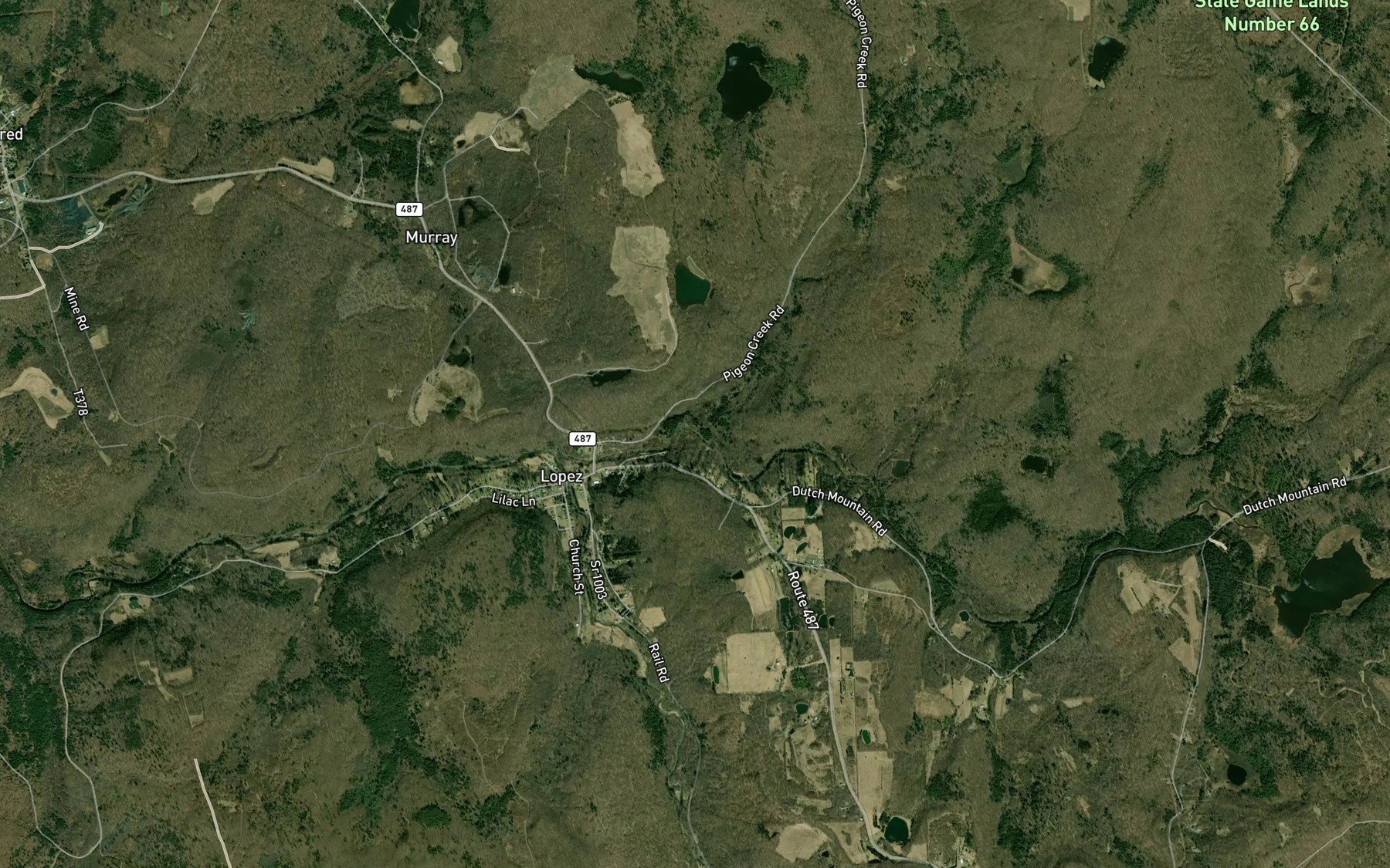 Satellite map of the Pigeon Creek