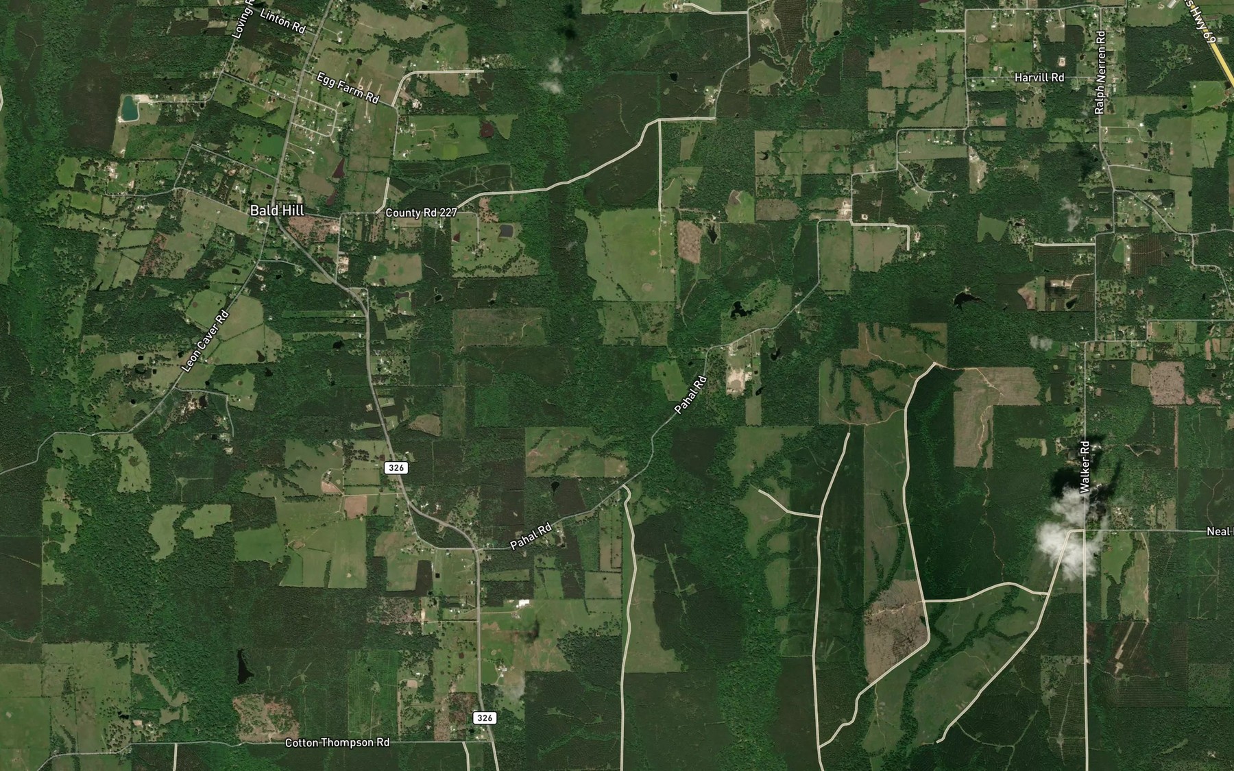 Satellite map of the Clayton Creek