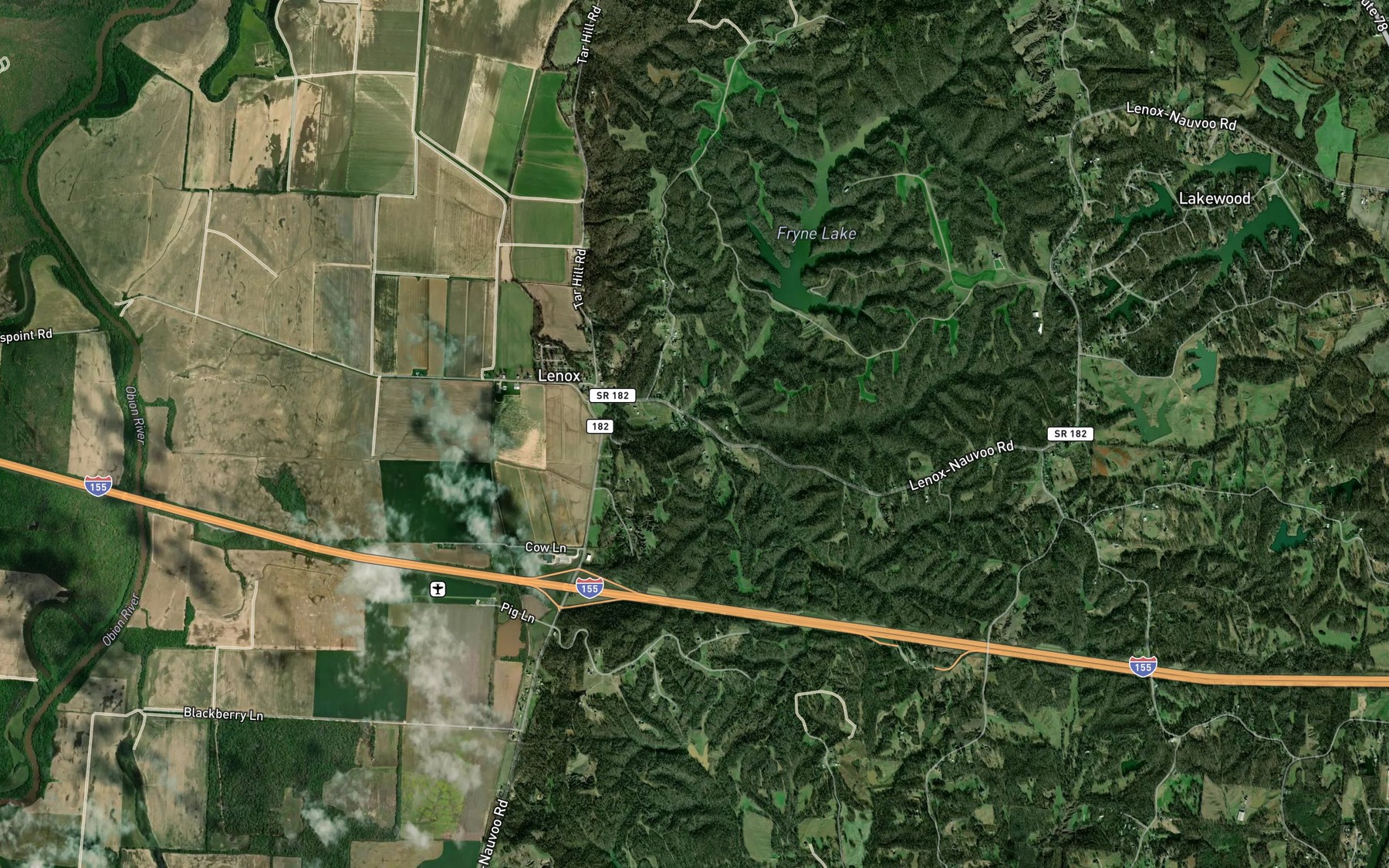Satellite map of the Possum Creek