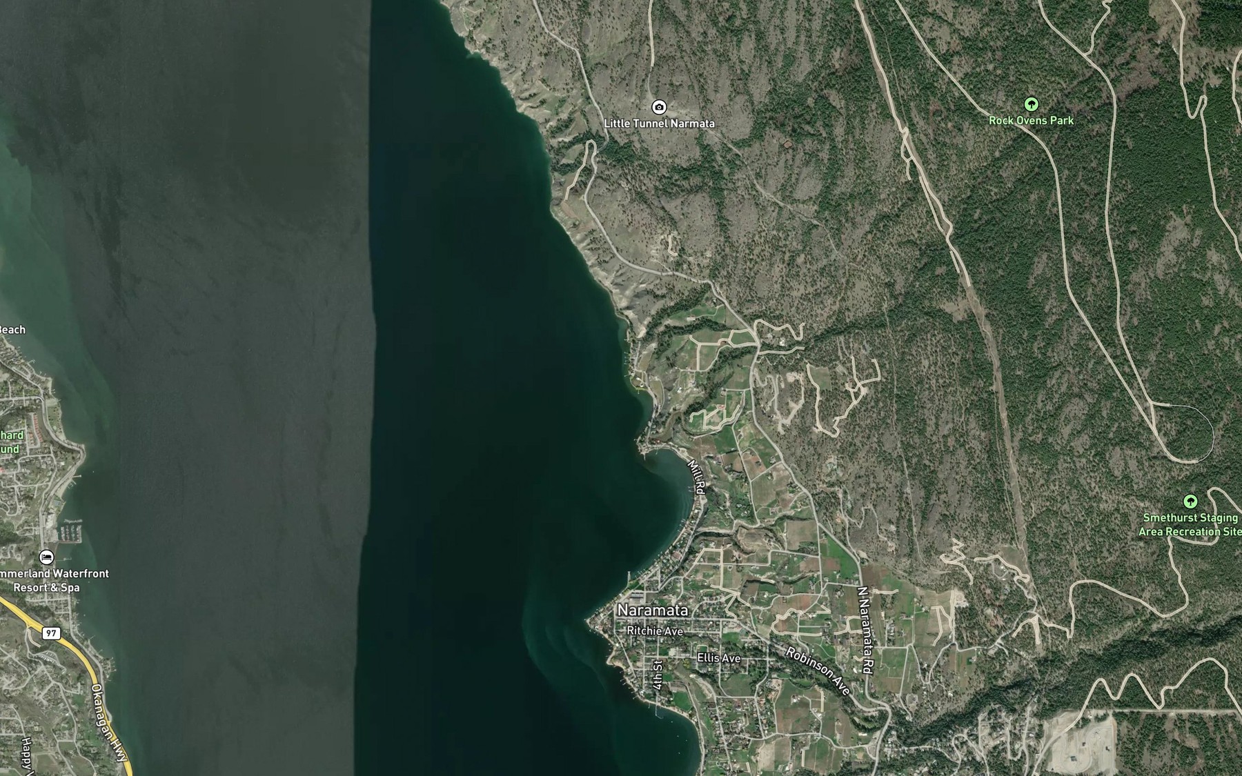 Satellite map of the Baerg Creek
