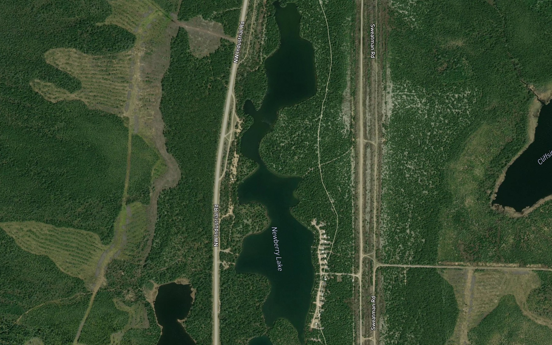 Satellite map of the Newberry Lake