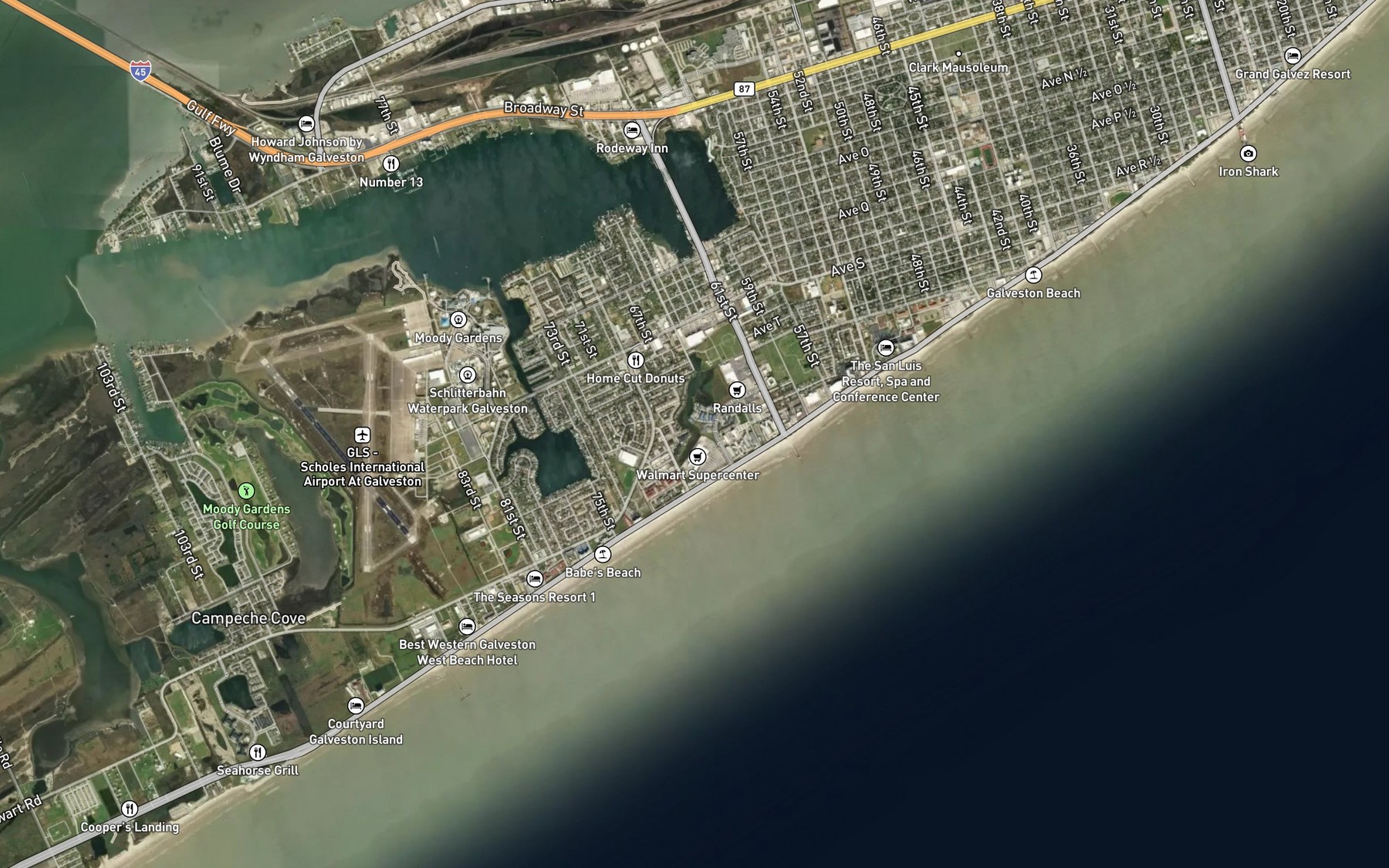 Satellite map of the Greens Bayou