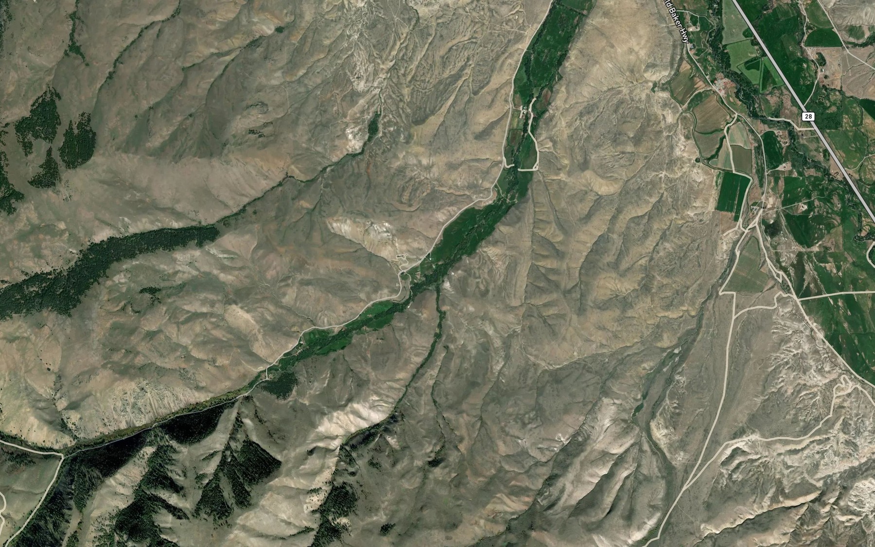 Satellite map of the Cheney Creek