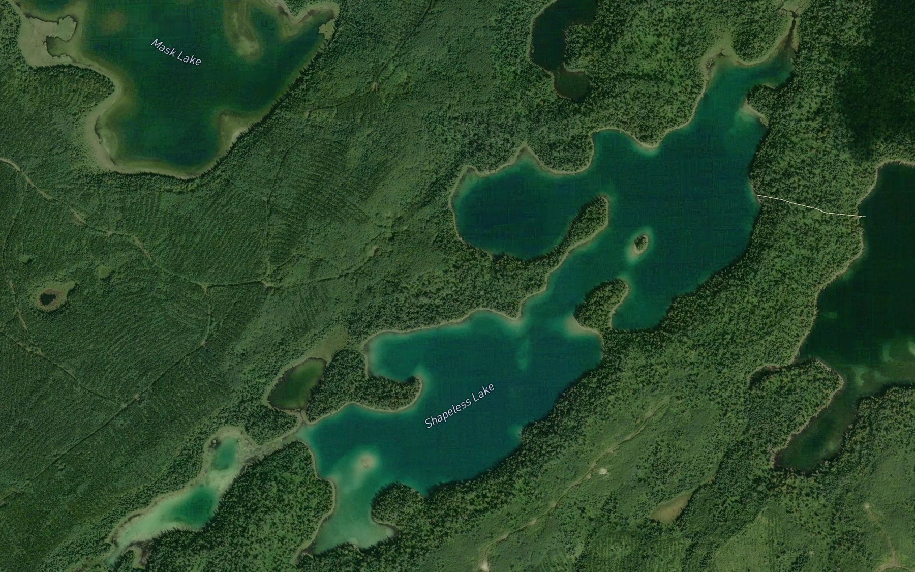 Satellite map of the Shapeless Lake