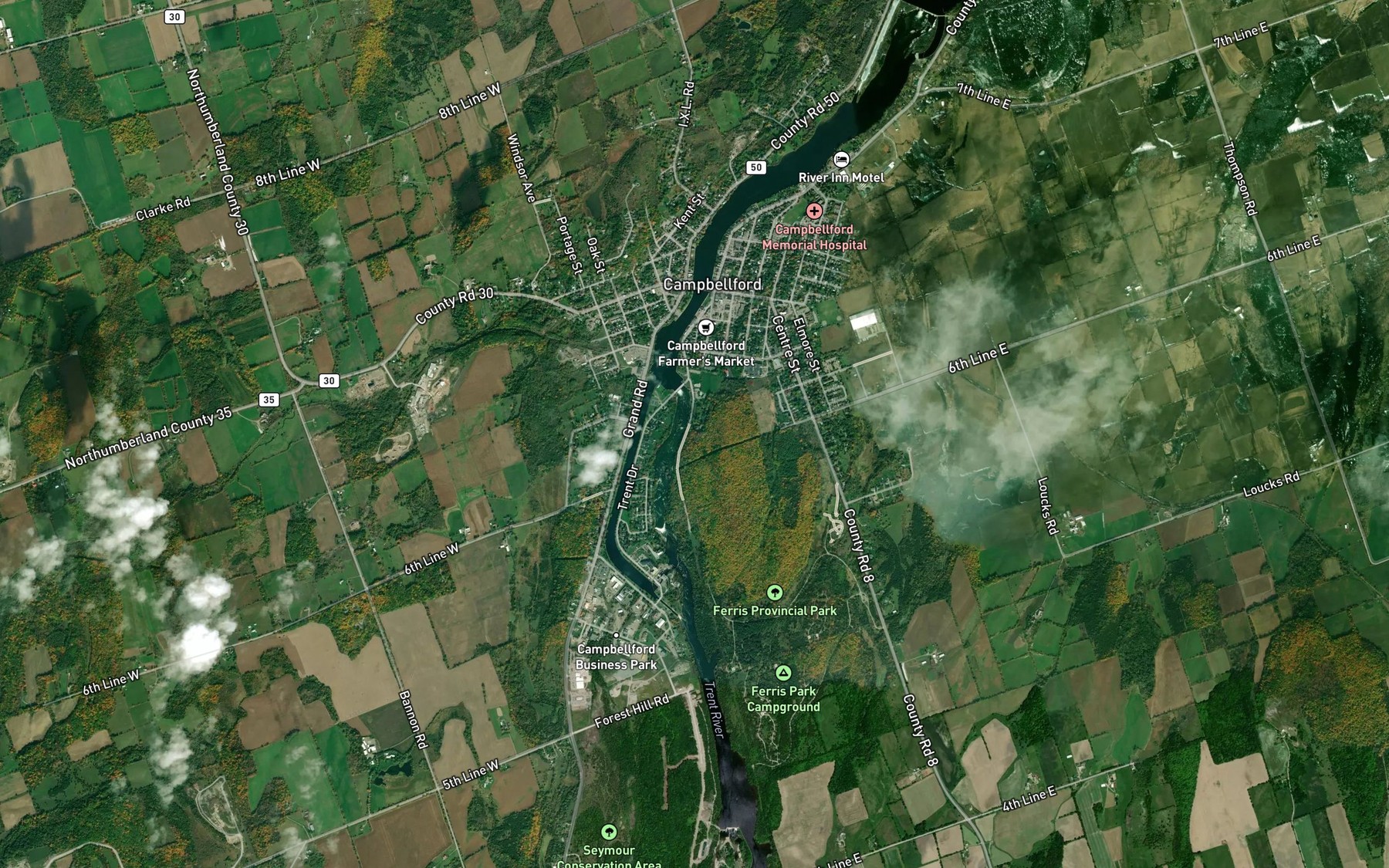 Satellite map of the Trout Creek