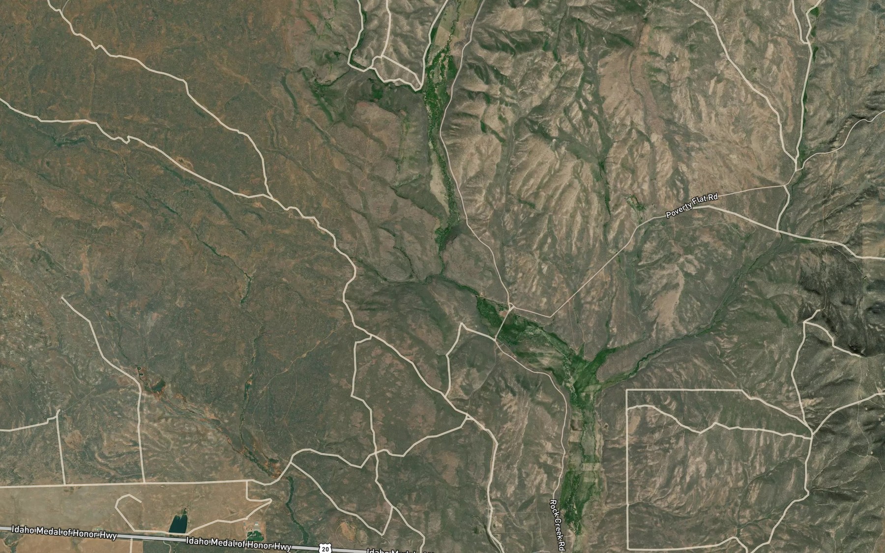 Satellite map of the Little Poison Creek