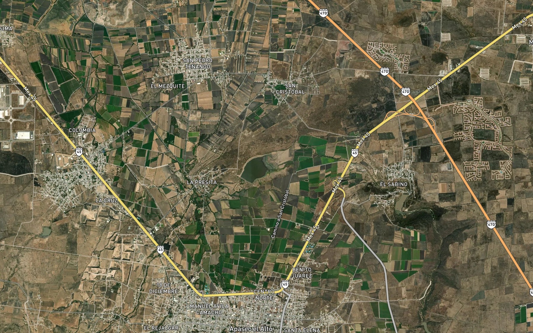 Satellite map of the Presa La Presita