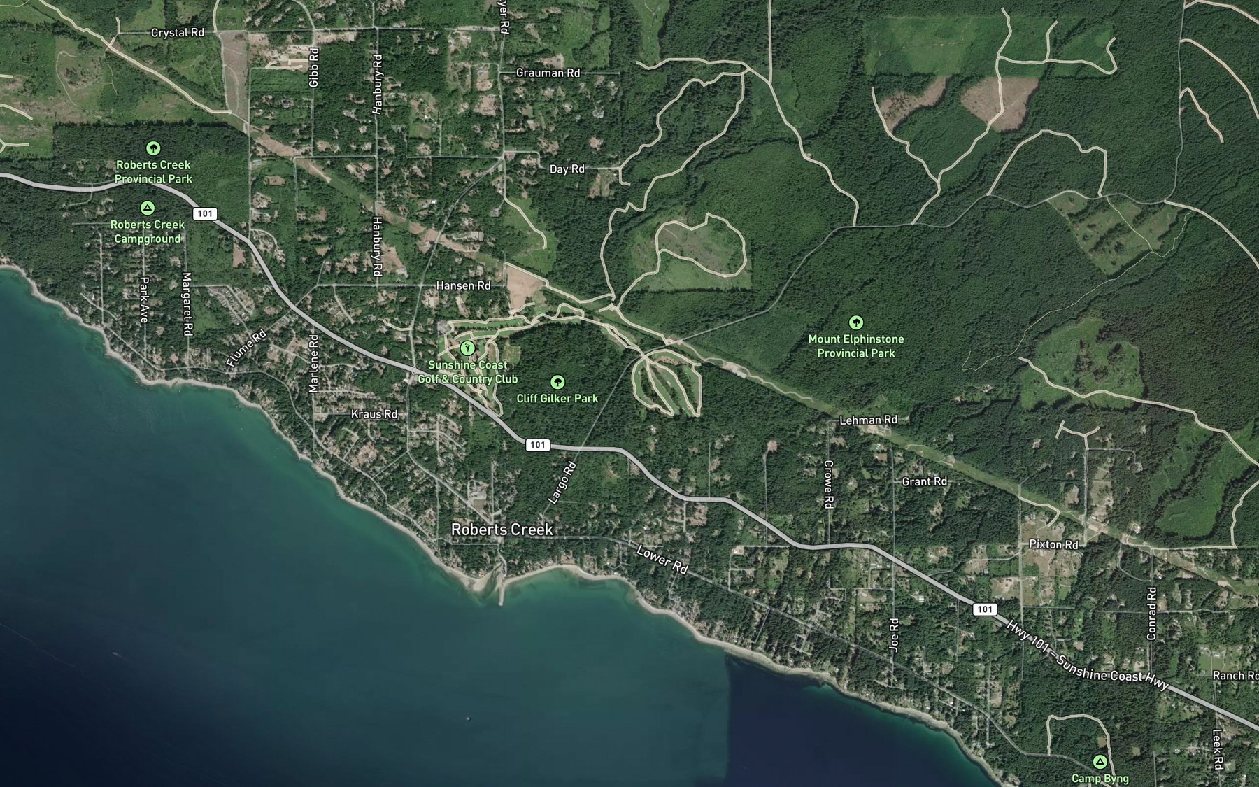 Satellite map of the Malcolm Creek