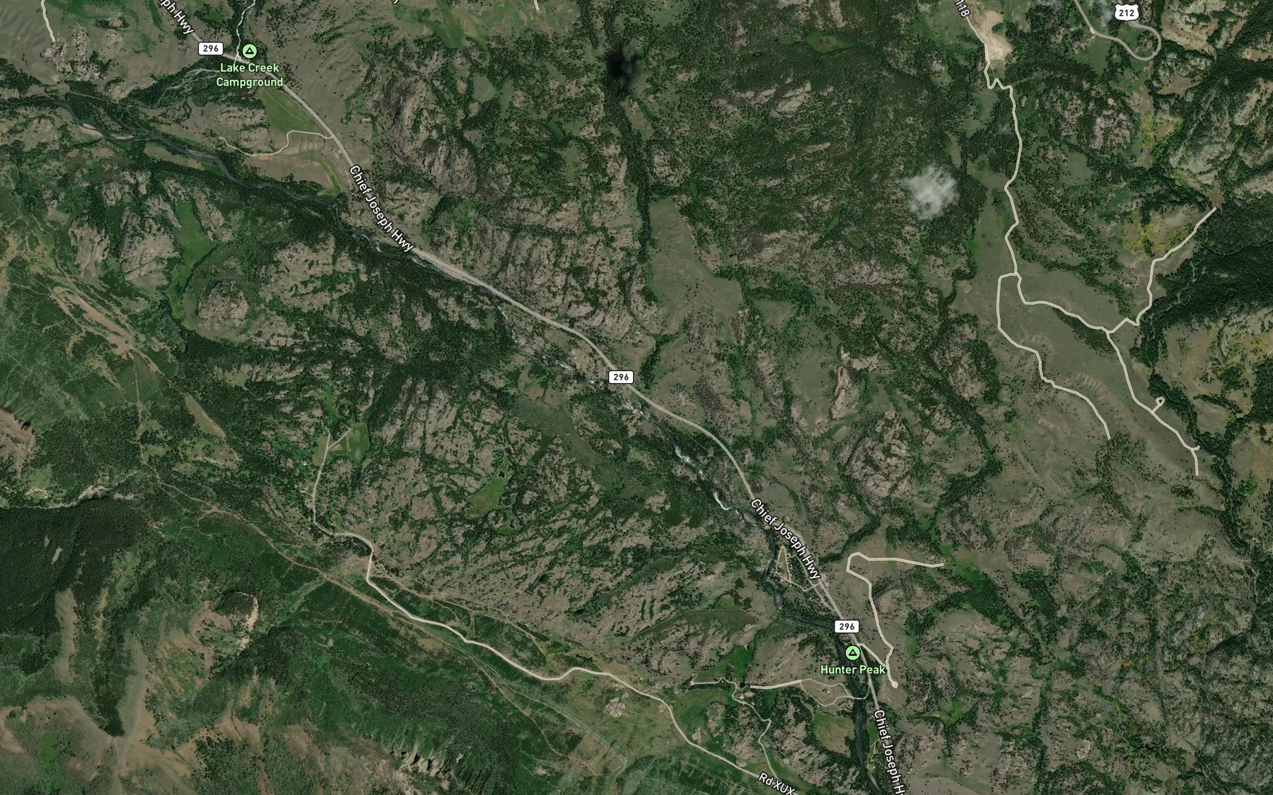 Satellite map of the Muddy Creek