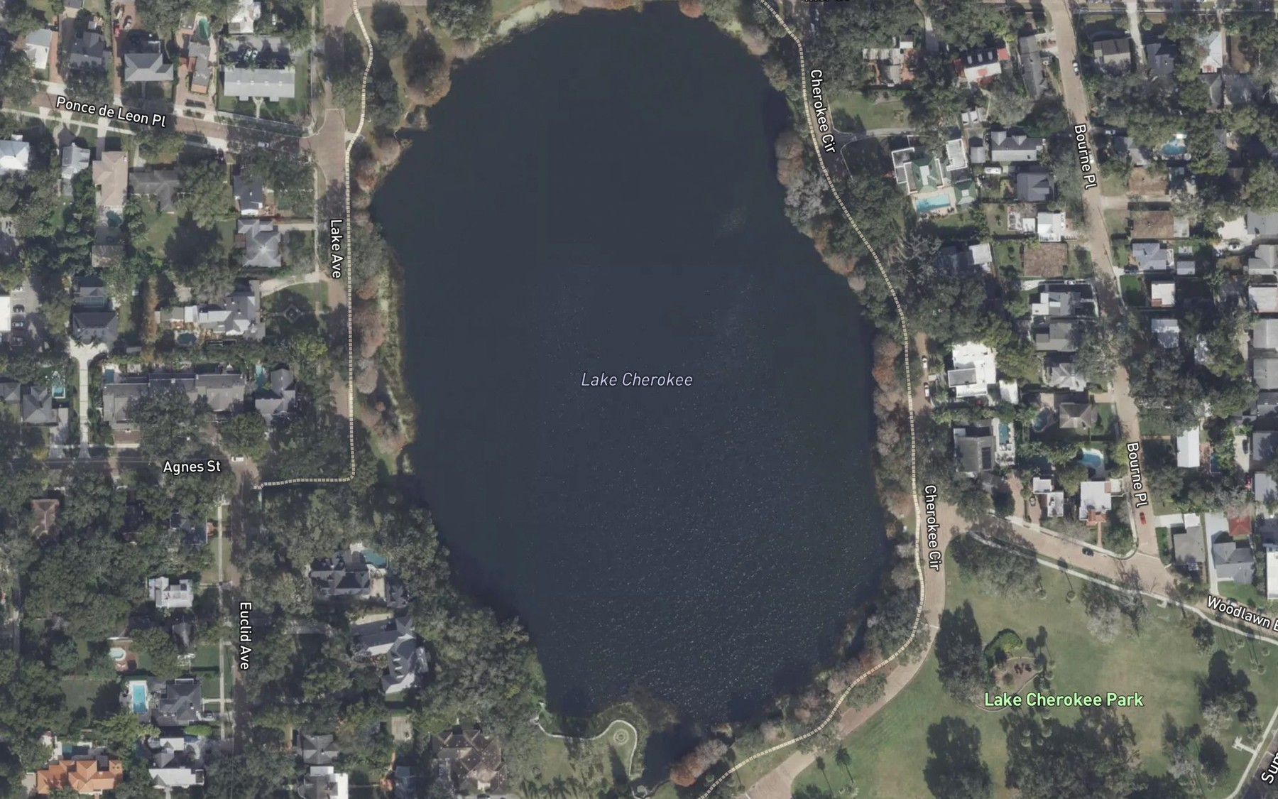 Satellite map of the Lake Cherokee