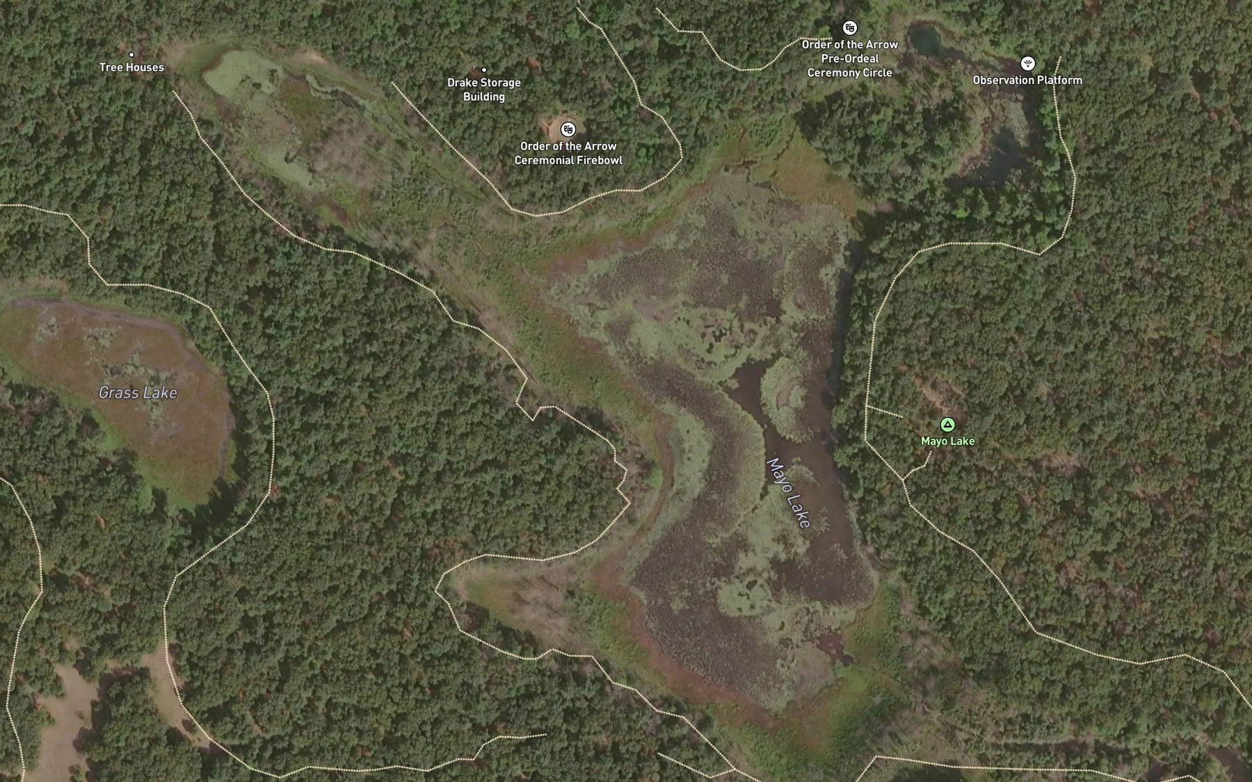 Satellite map of the Mayo Lake