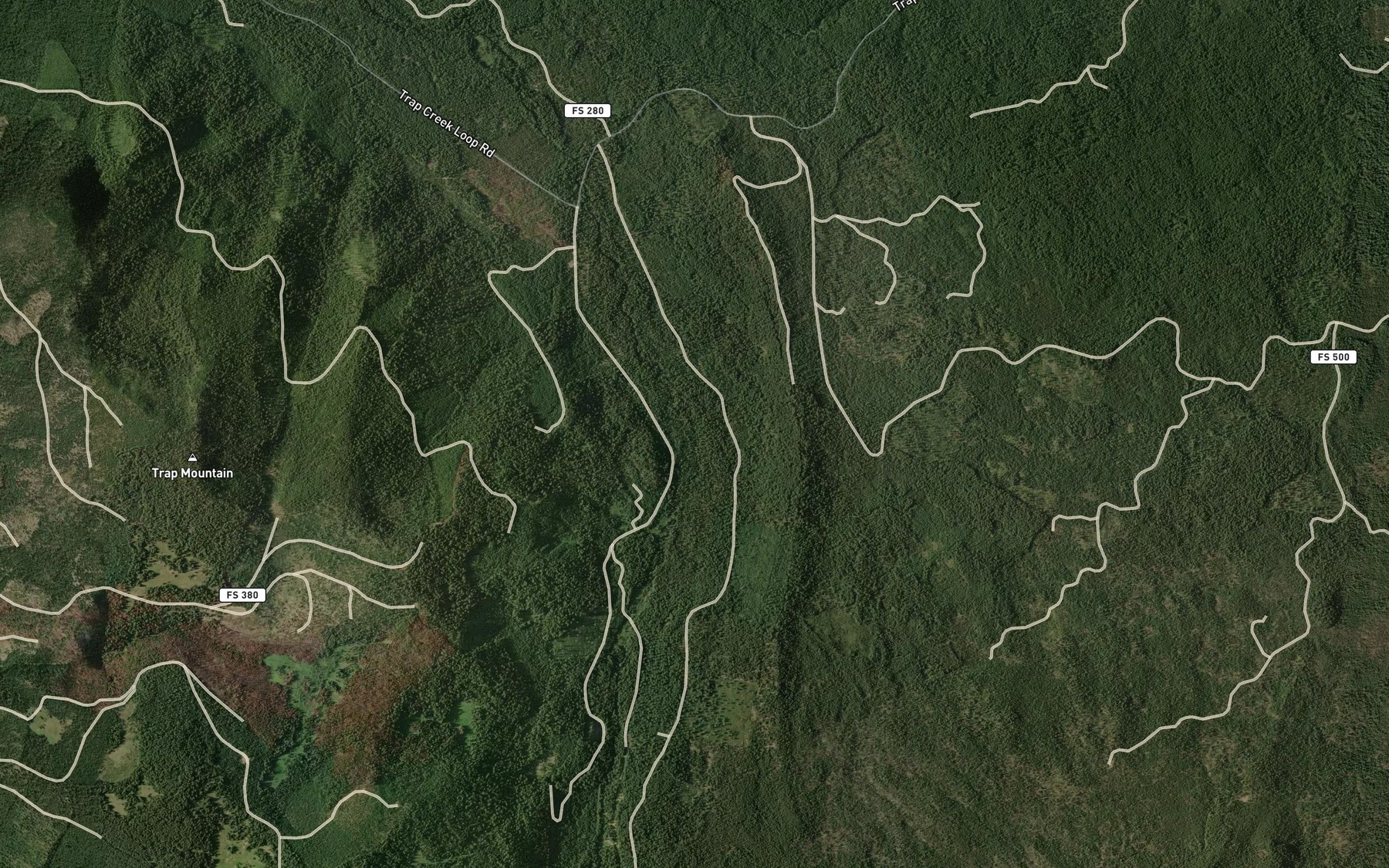 Satellite map of the Bear Creek