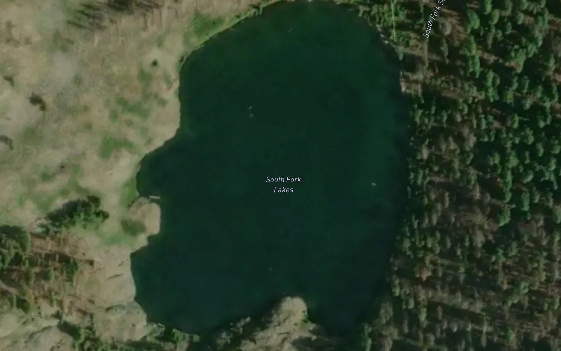 Satellite map of the South Fork Lakes