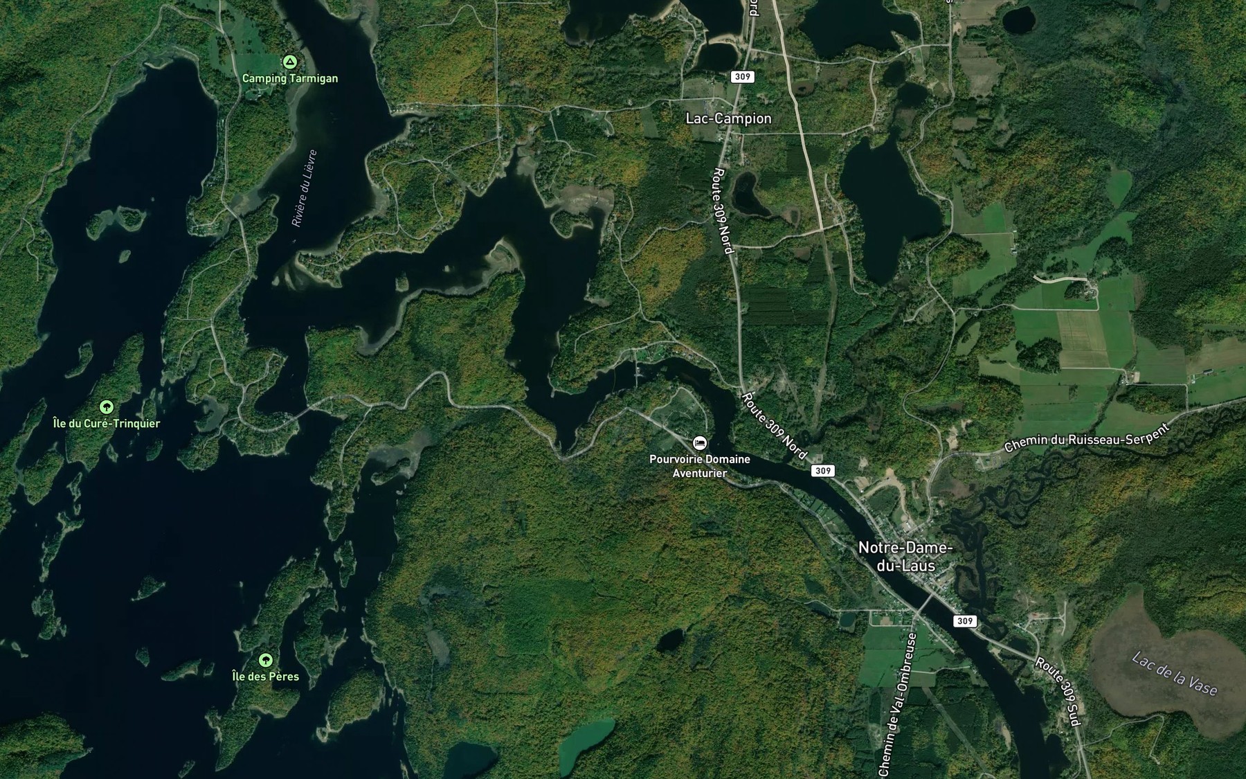 Satellite map of the Rapides des Cedres
