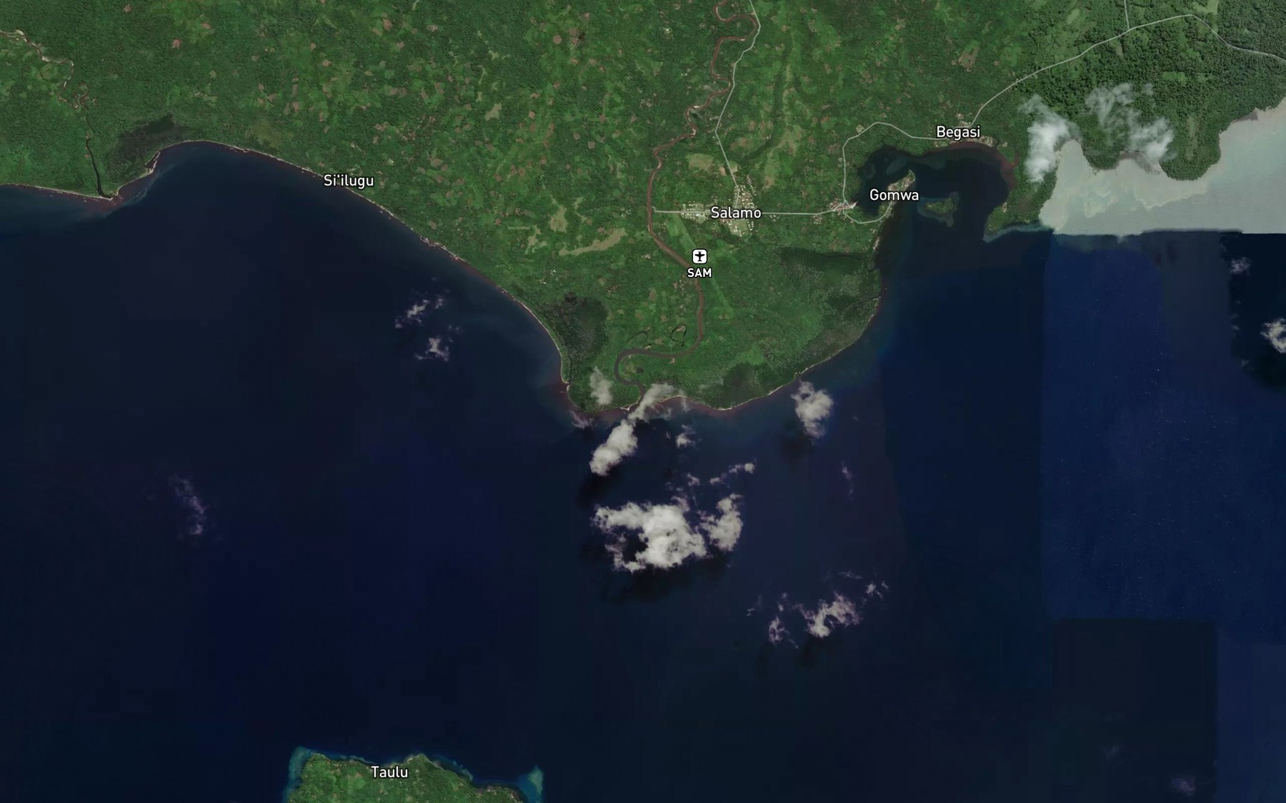 Satellite map of the Salamo River