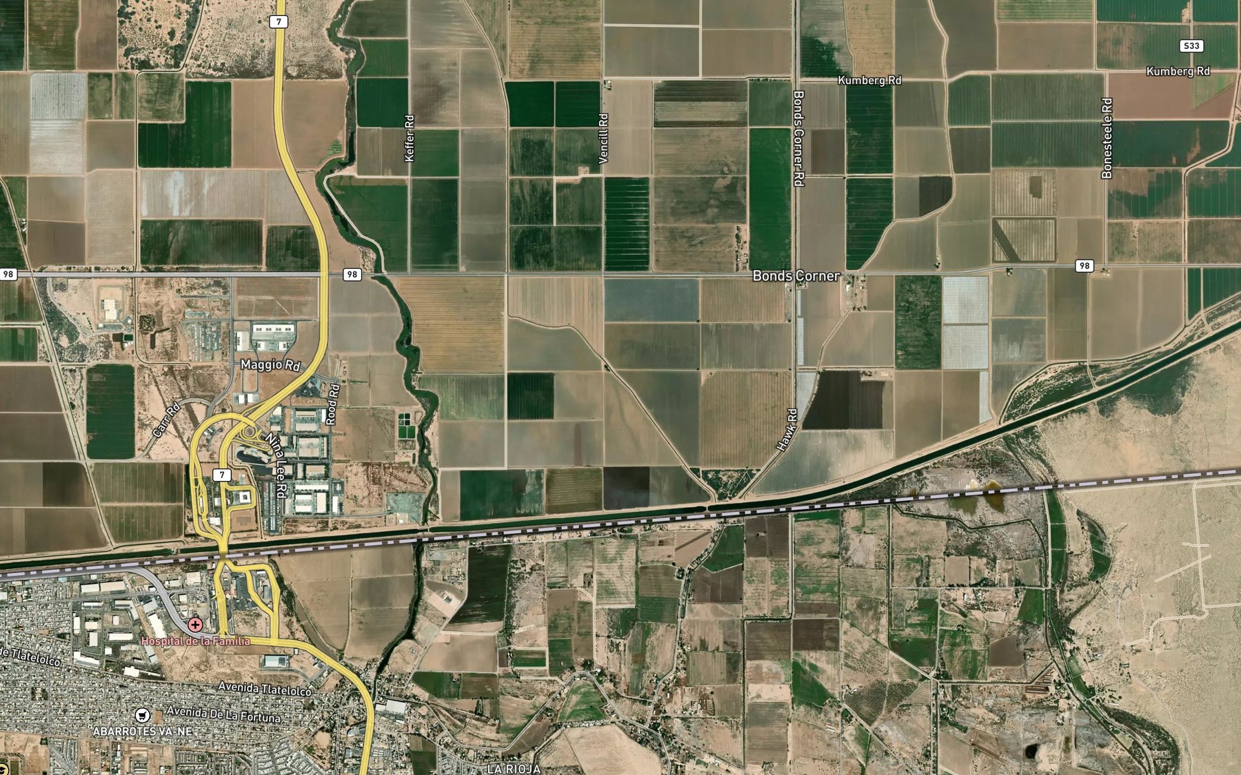 Satellite map of the Hemlock Sluice Drain