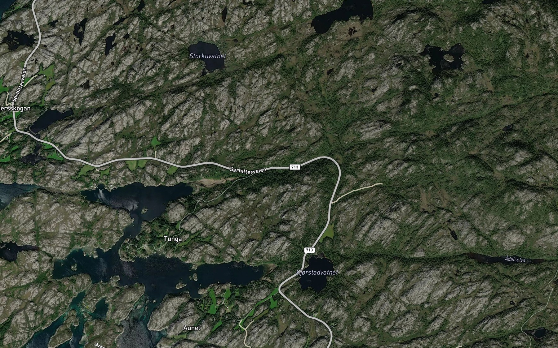 Satellite map of the Lydalselva