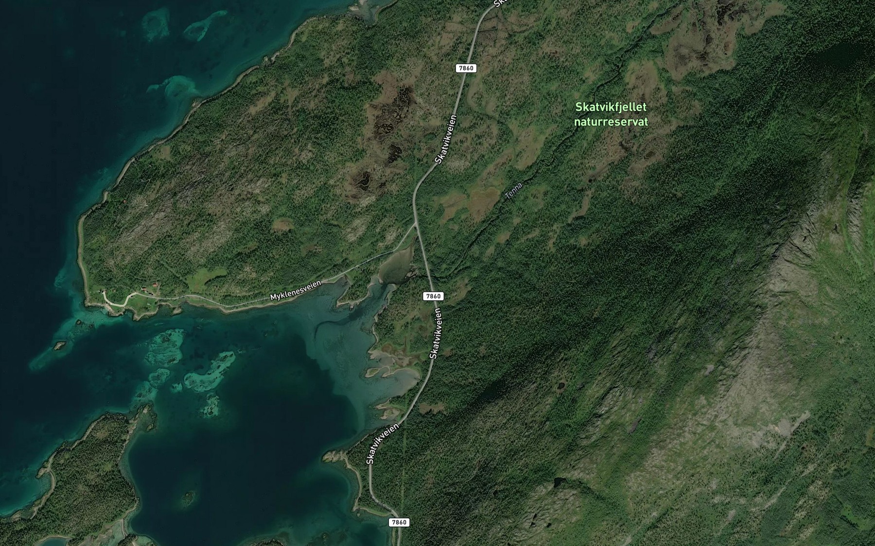 Satellite map of the Tennelva