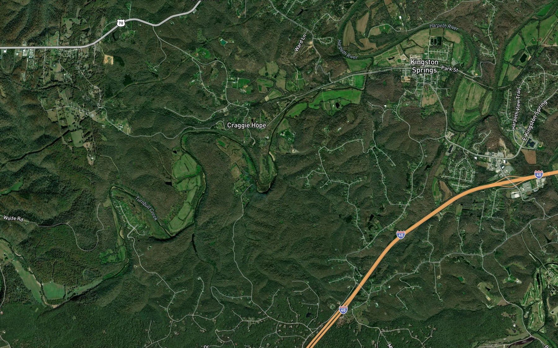 Satellite map of the Rock Branch