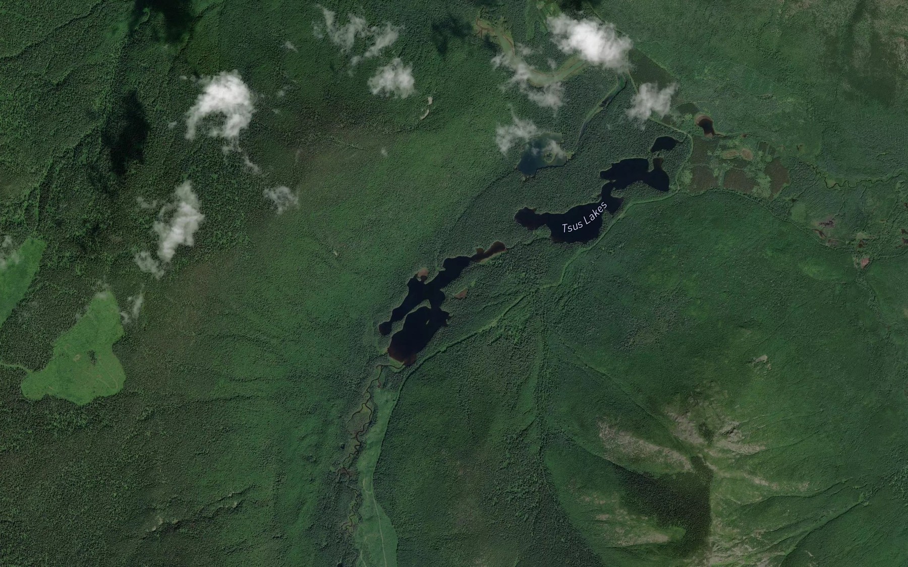 Satellite map of the Tsus Lakes