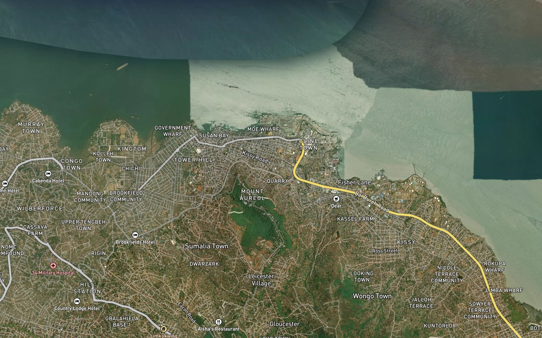Satellite map of the Granville Brook