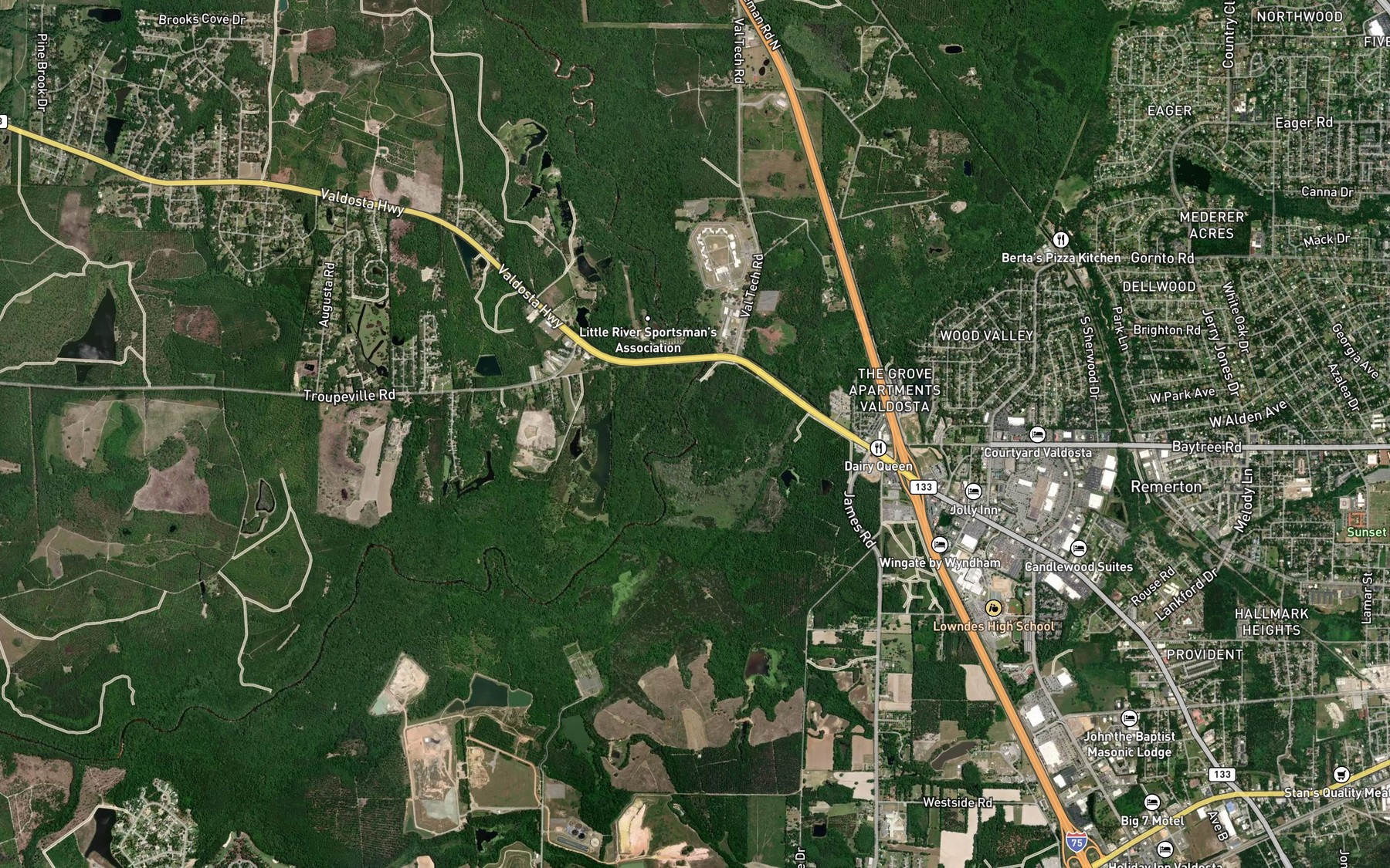 Satellite map of the Little River