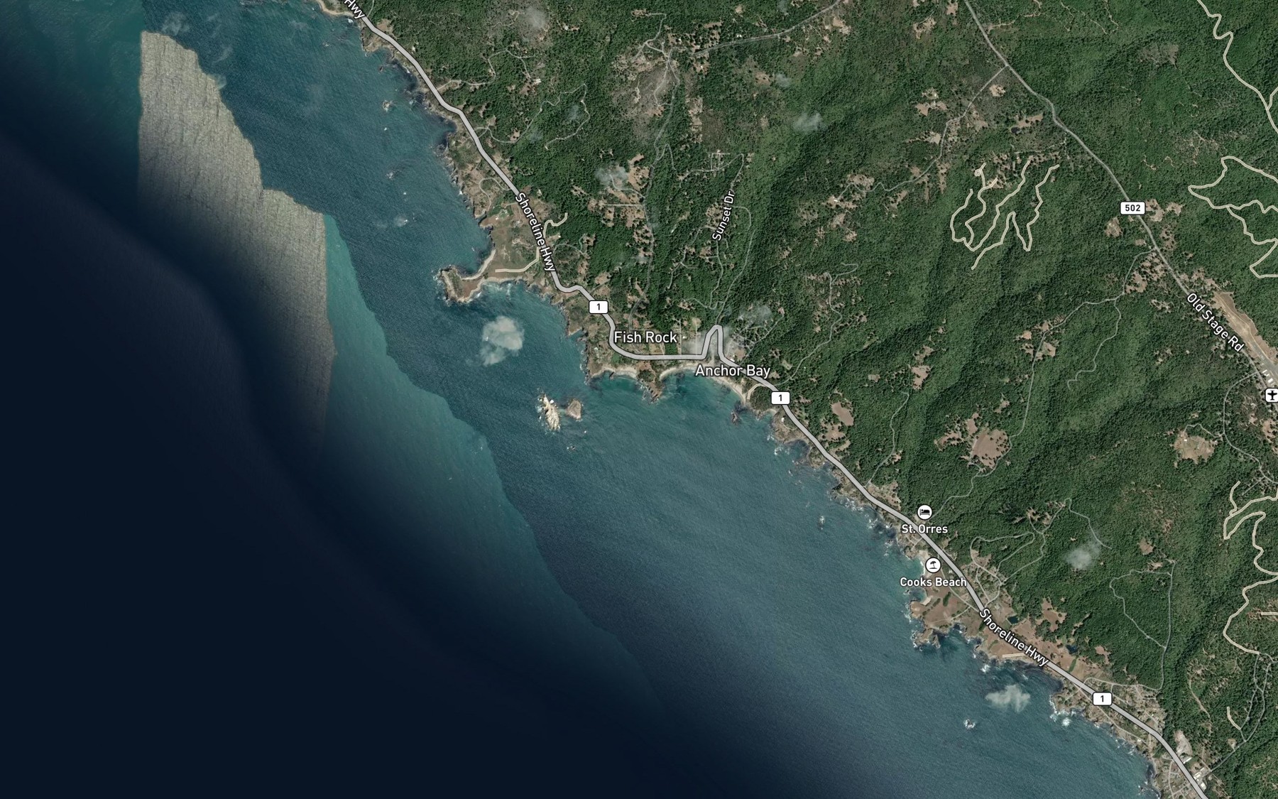 Satellite map of the Havens Anchorage