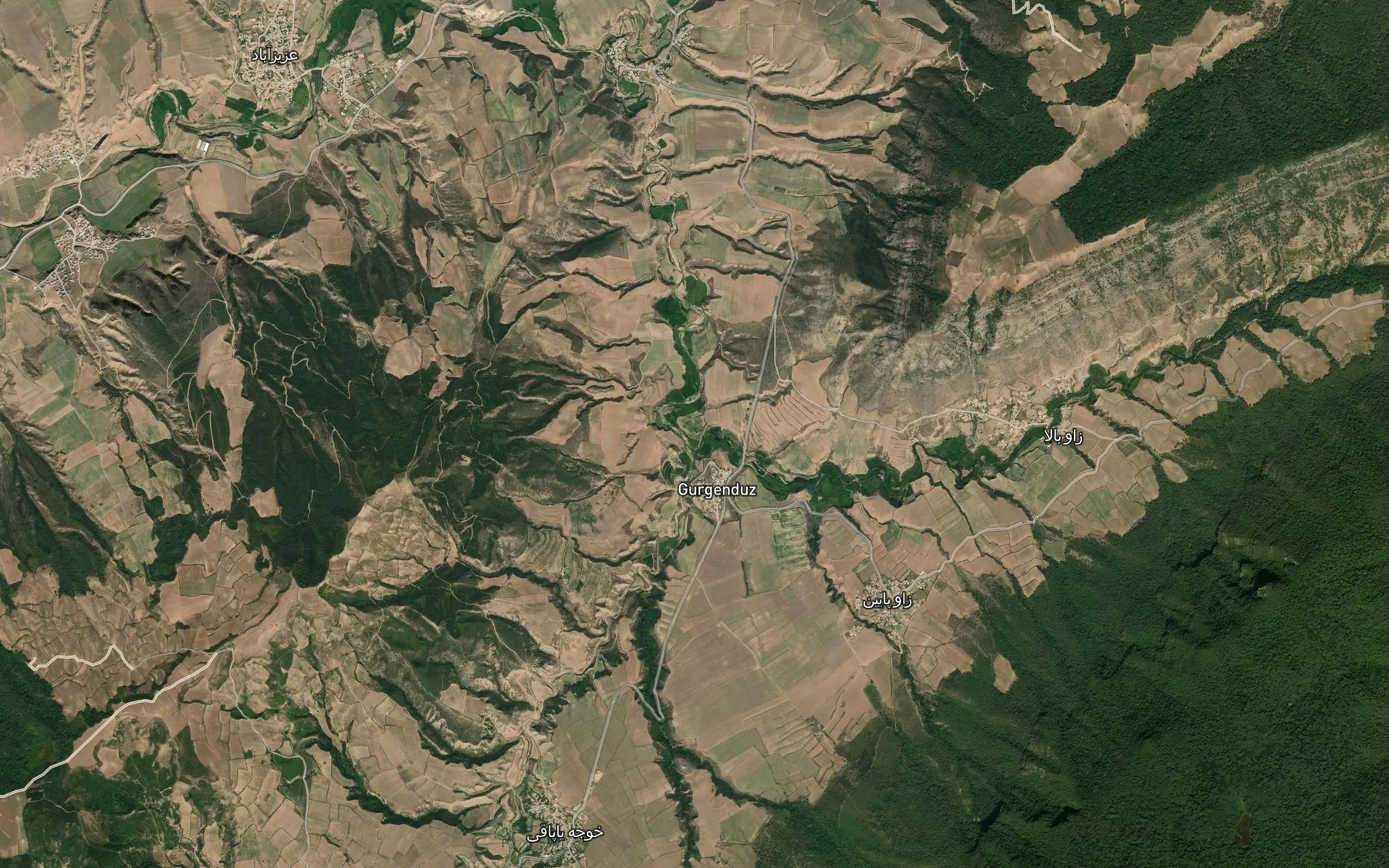 Satellite map of the Rud-e Zas