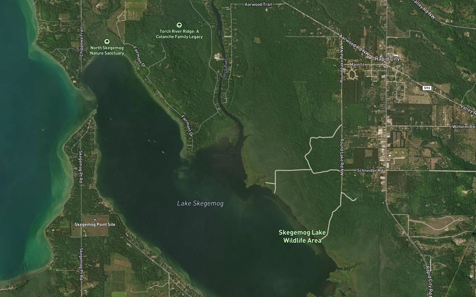 Satellite map of the Torch River
