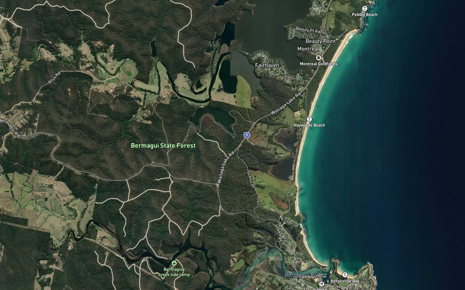 Satellite map of the Narira Creek
