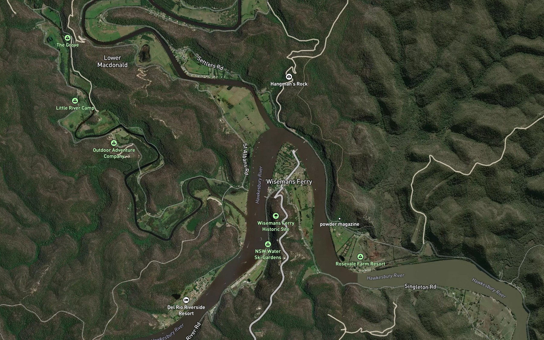 Satellite map of the Macdonald River