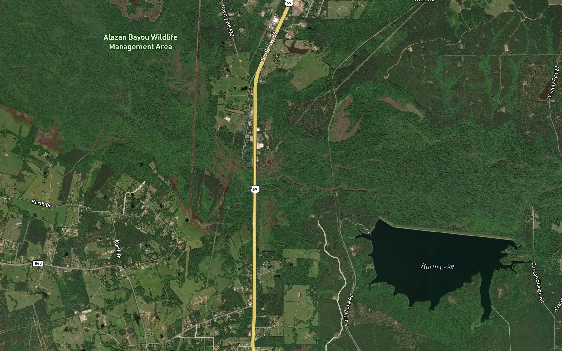 Satellite map of the Bayou oa Nana