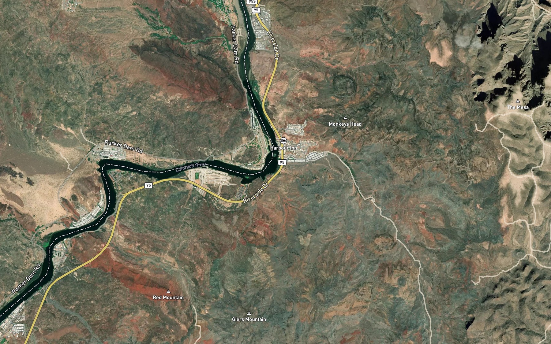 Satellite map of the Giers Wash