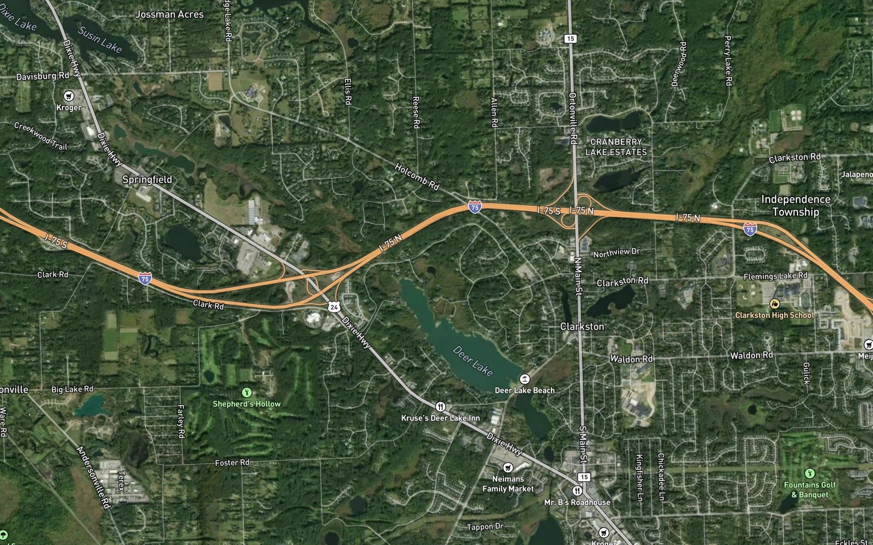 Satellite map of the Dark Lake