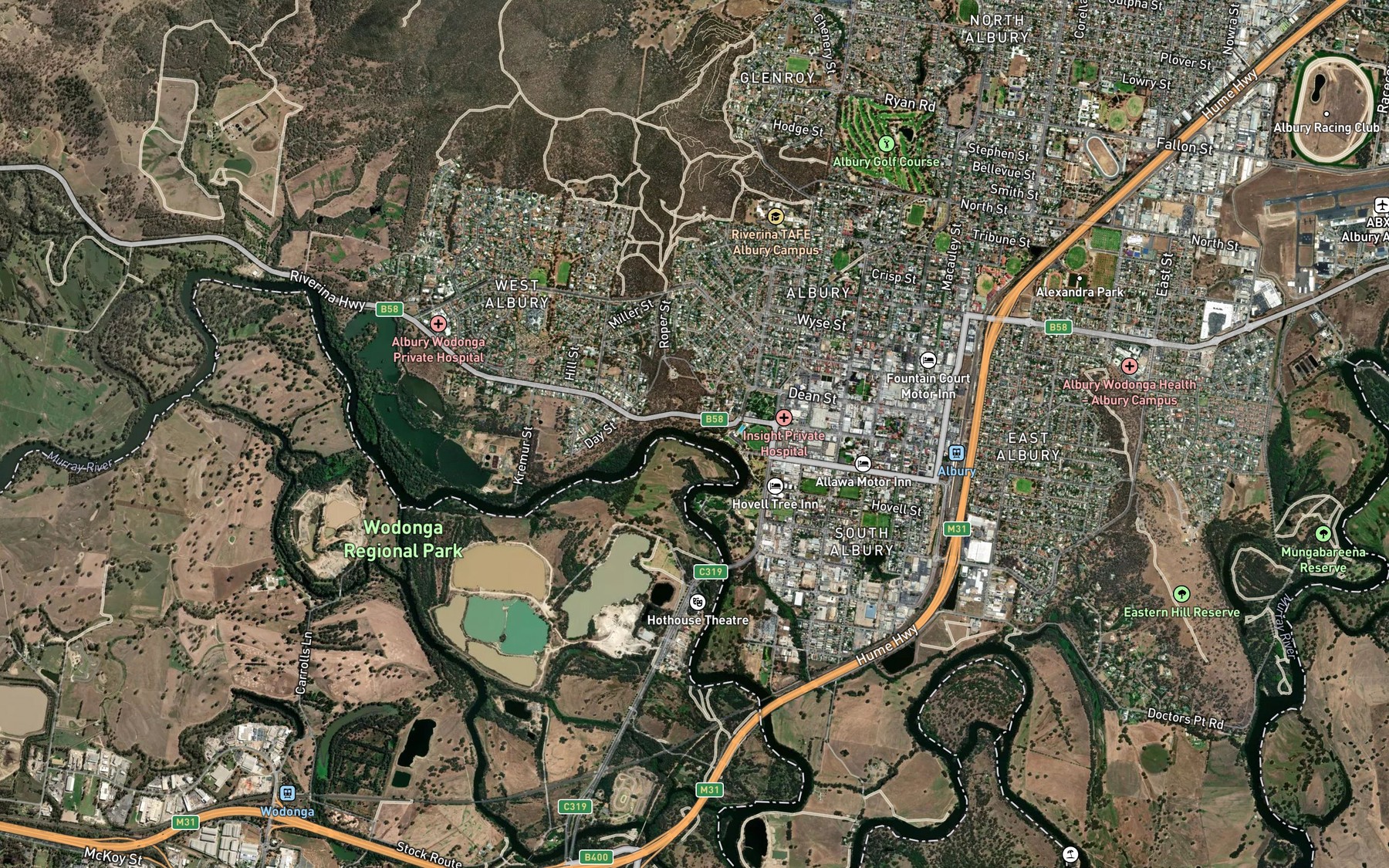 Satellite map of the Bungambrawatha Creek
