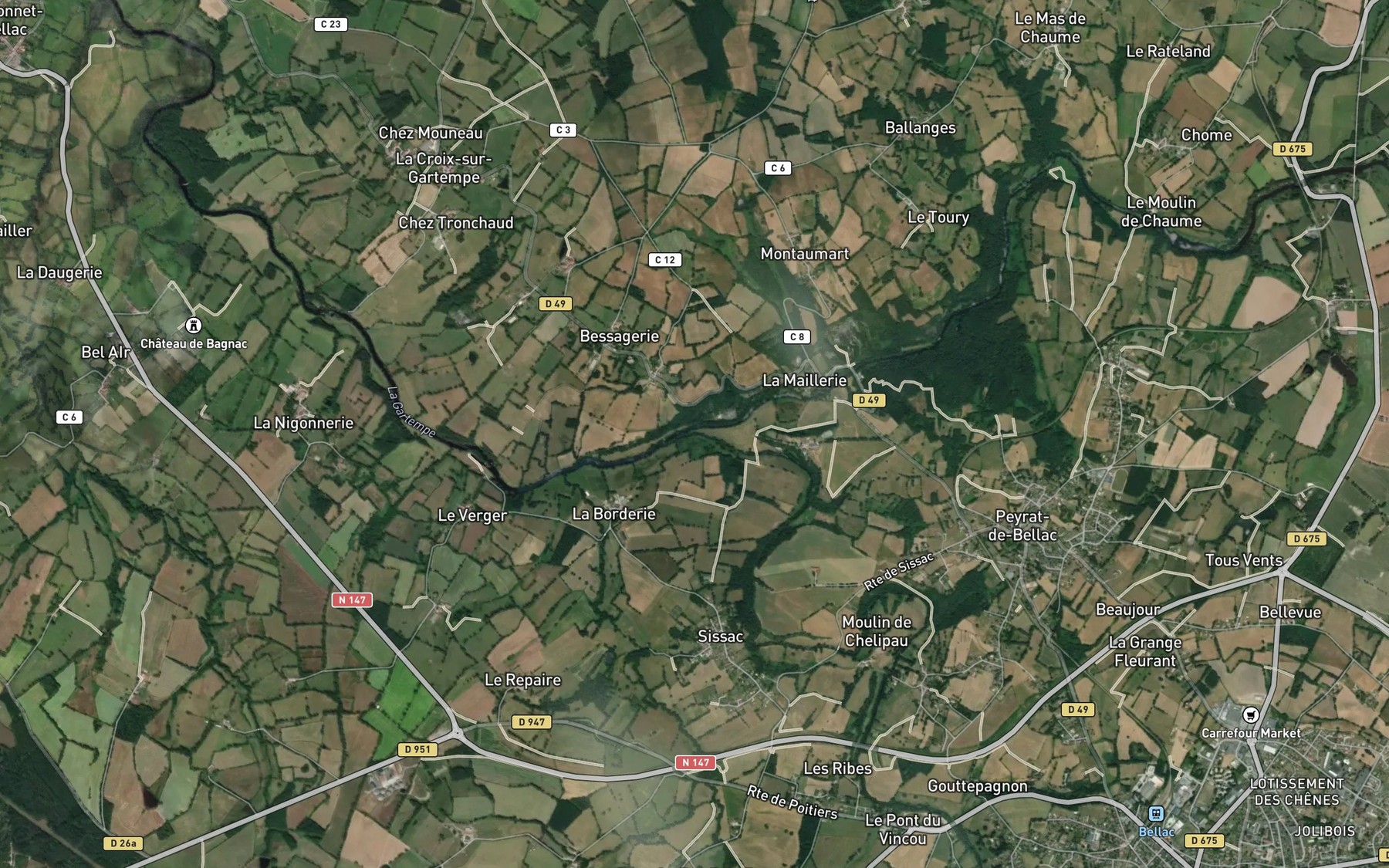 Satellite map of the Vincou
