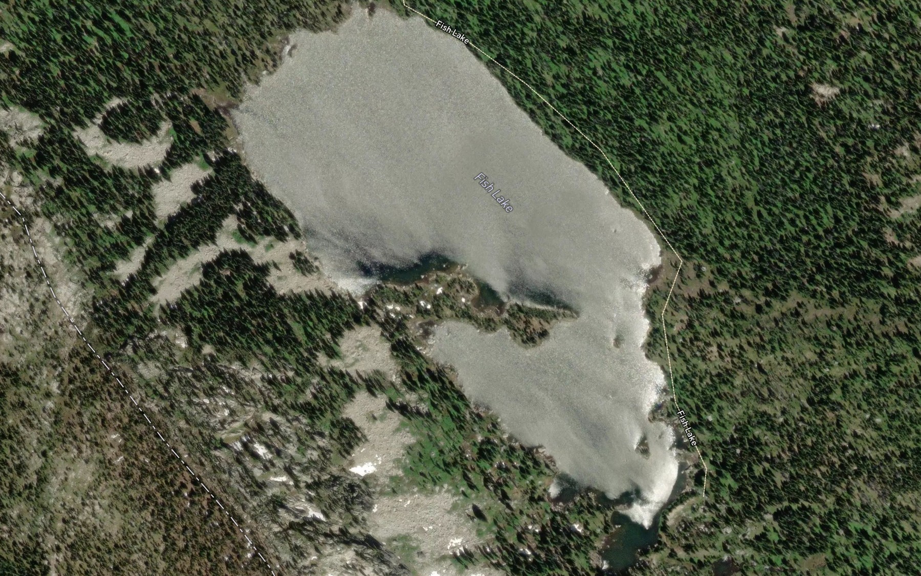 Satellite map of the Fish Lake