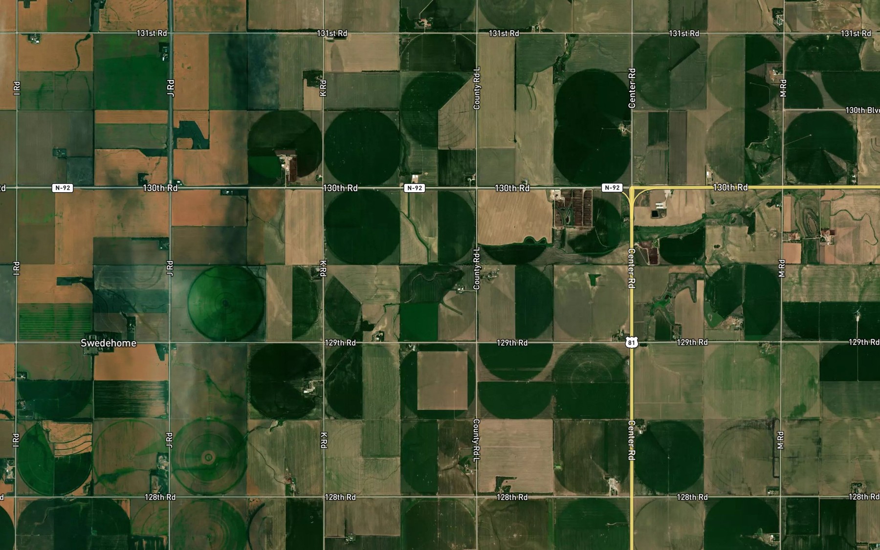 Satellite map of the Prairie Creek