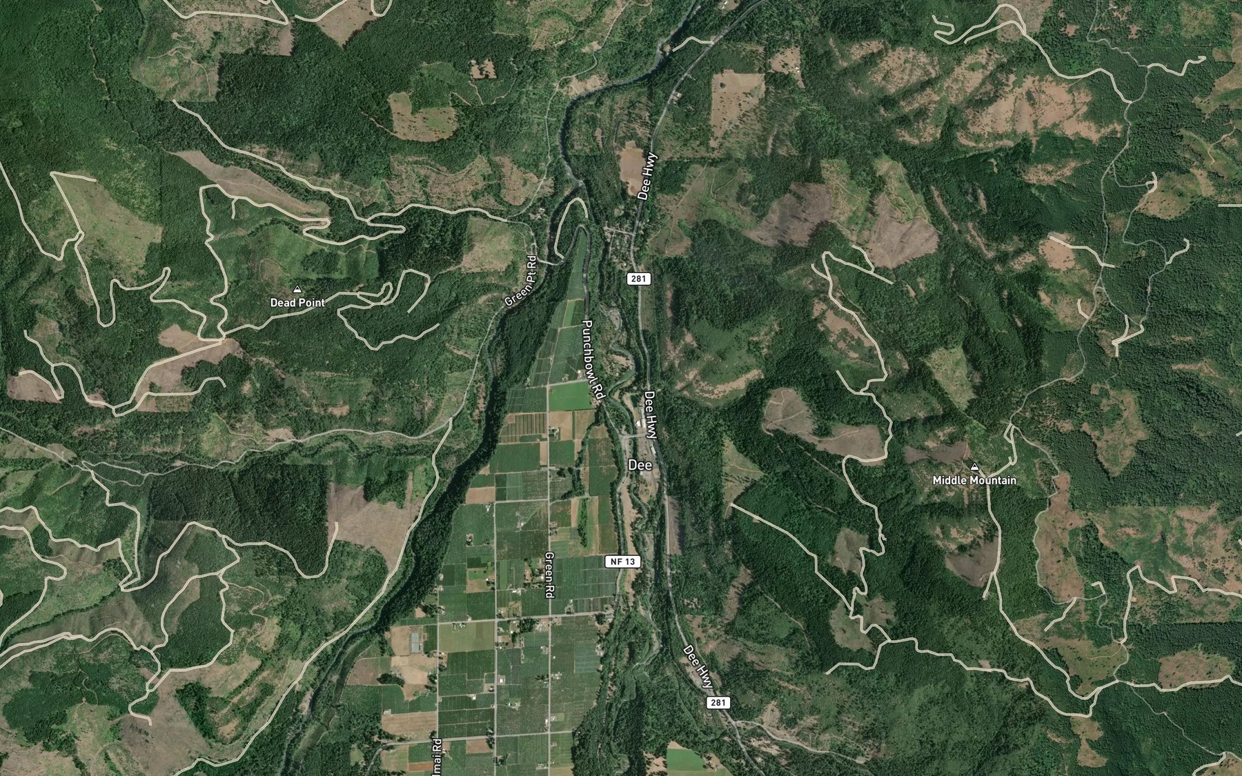 Satellite map of the Birdie Creek