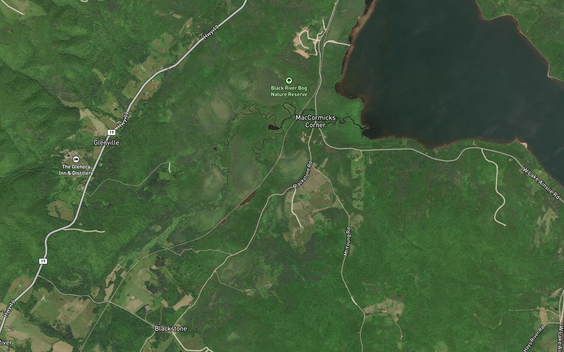 Satellite map of the Saddlers Brook