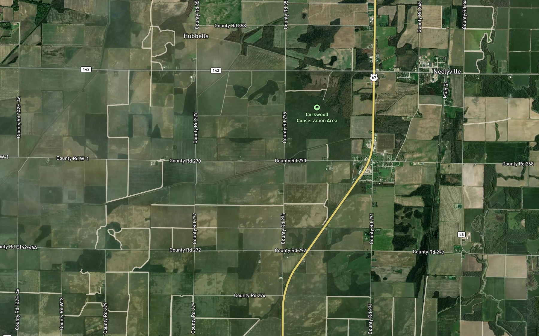 Satellite map of the Neeleyville Ditch