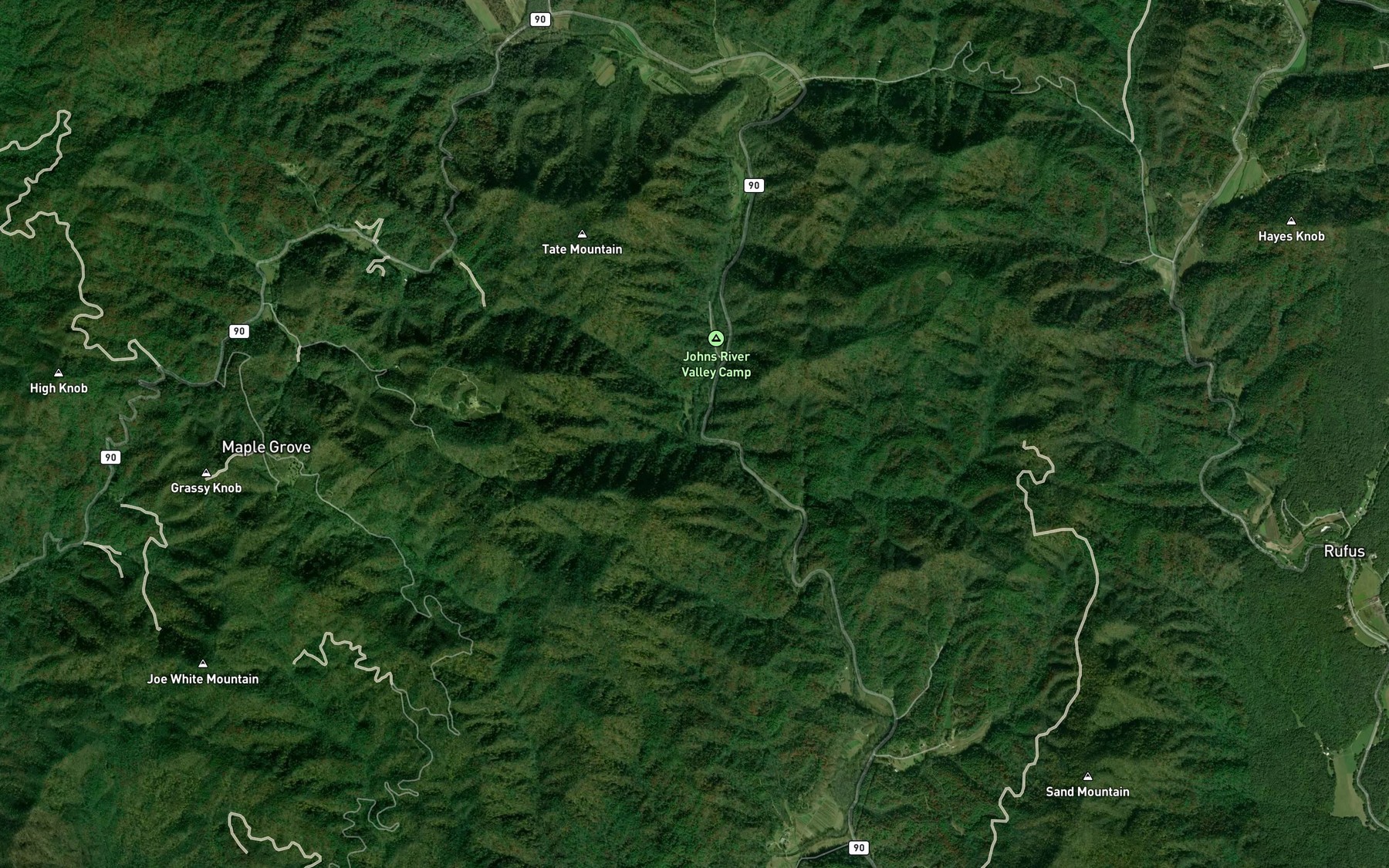 Satellite map of the Pinchgut Creek