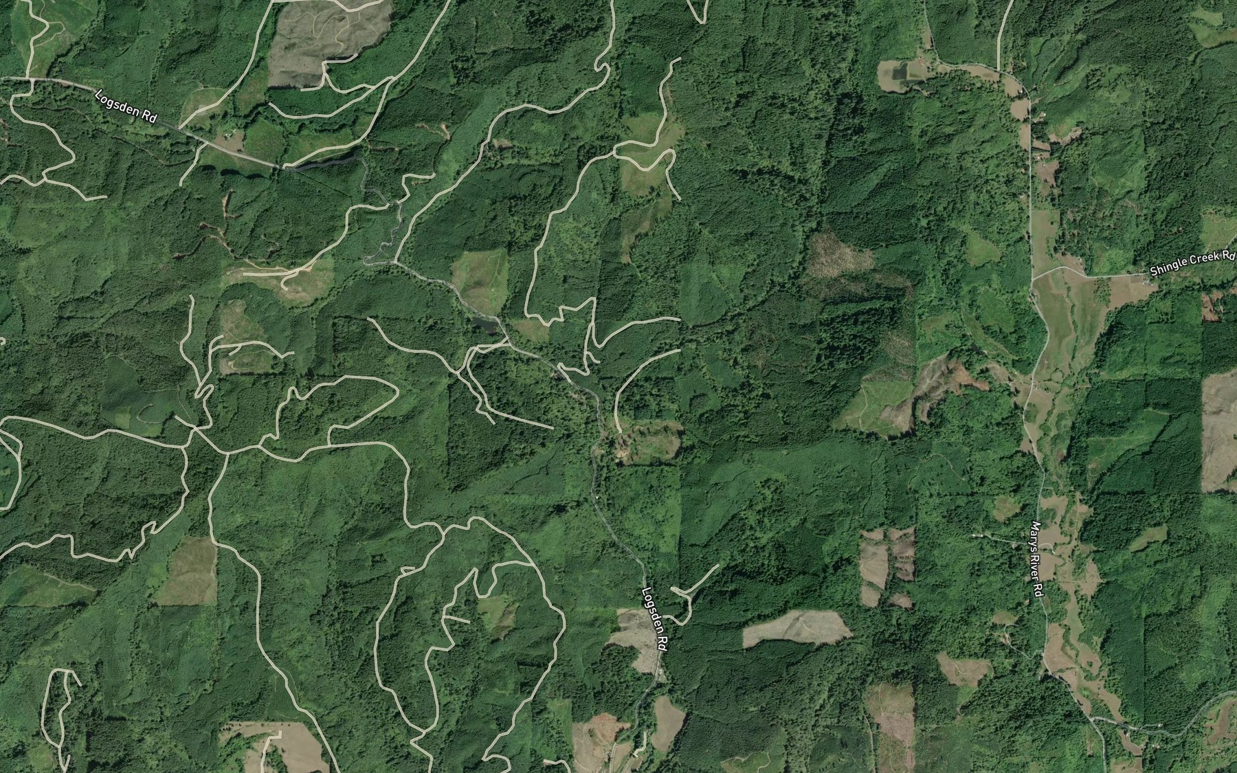 Satellite map of the Little Yaquina River