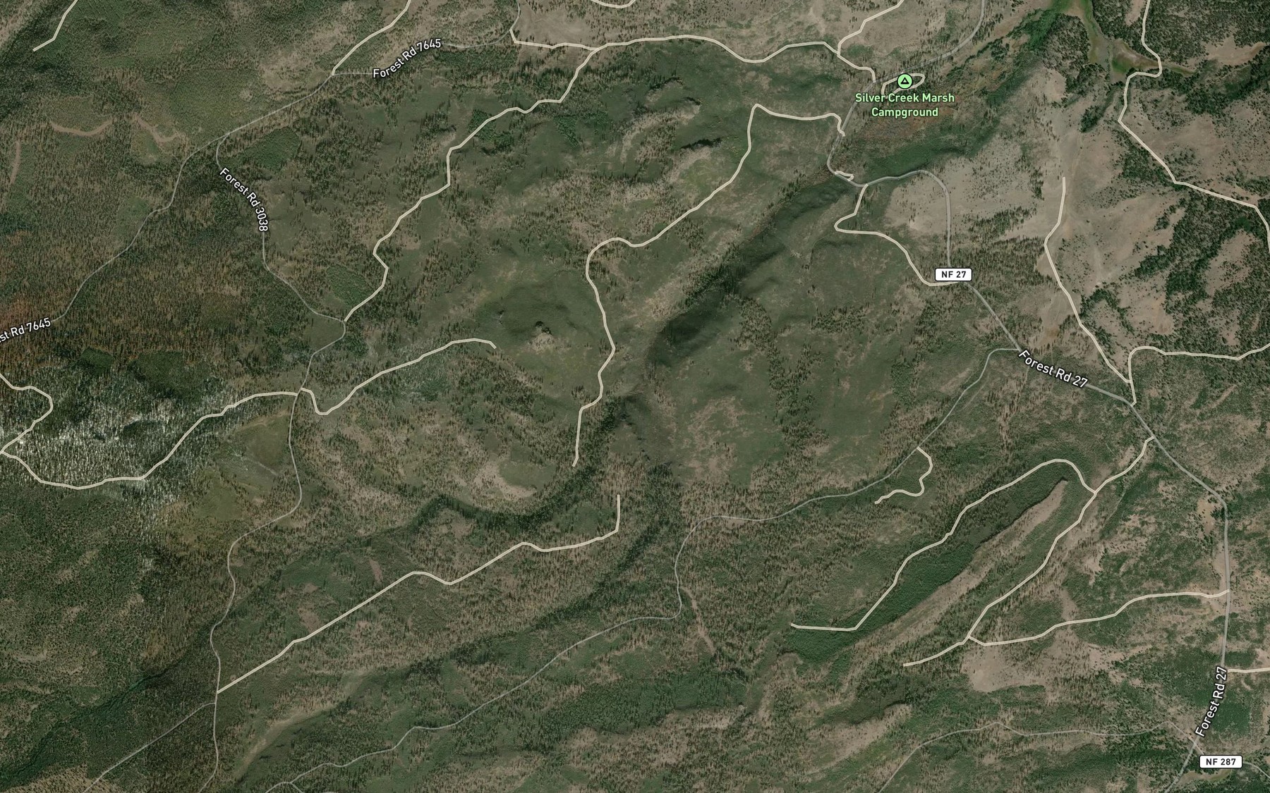 Satellite map of the North Fork Silver Creek