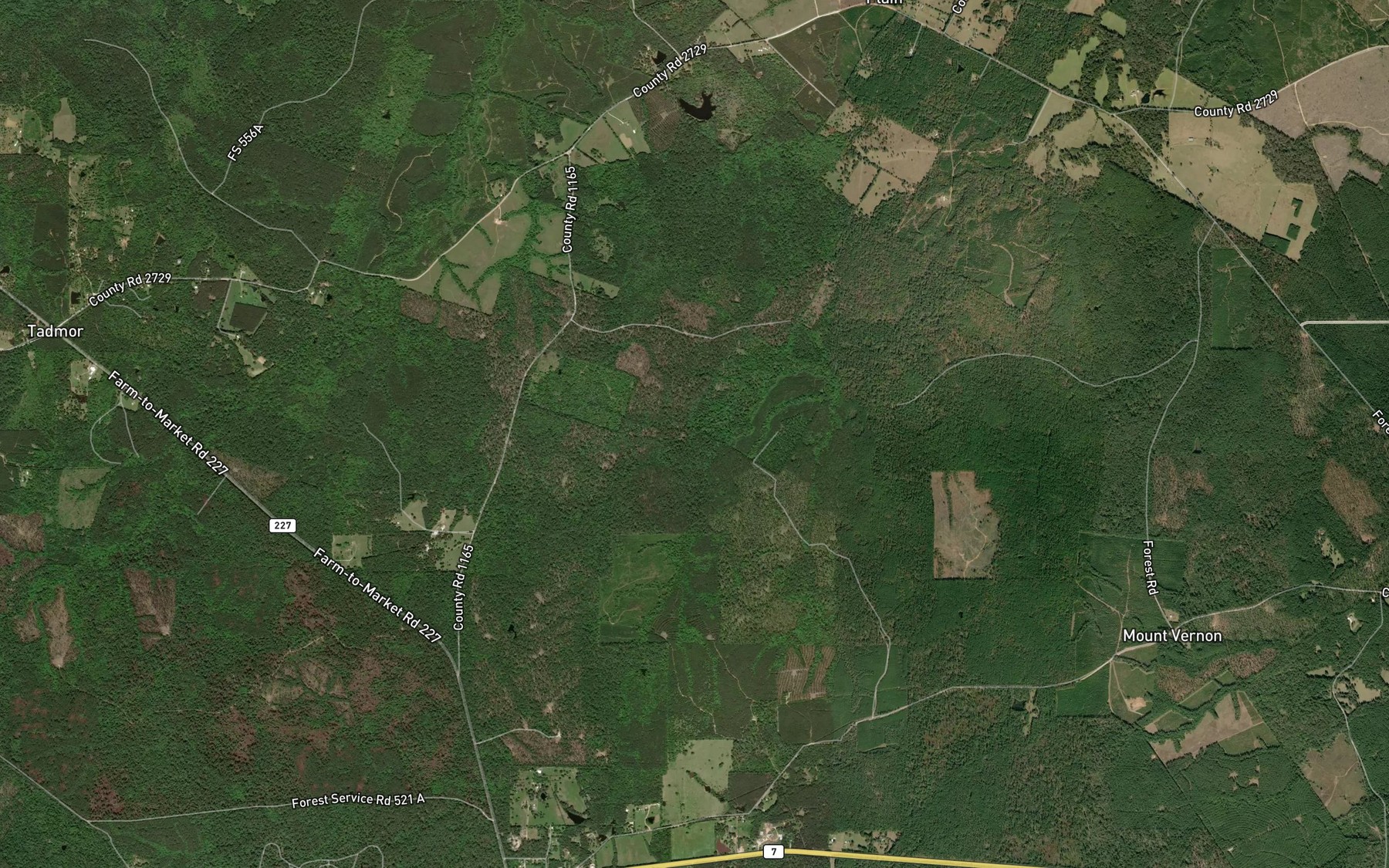 Satellite map of the Sikes Creek