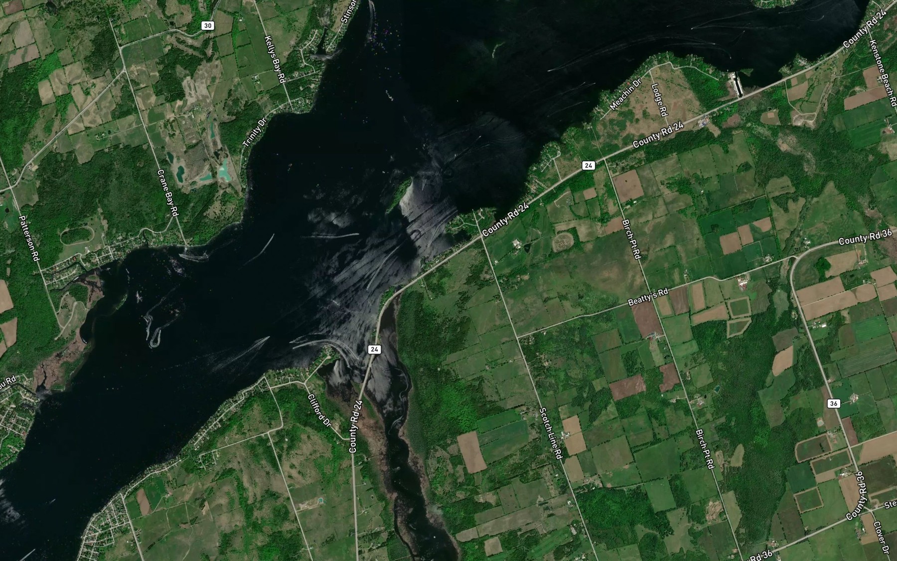 Satellite map of the Emily Creek