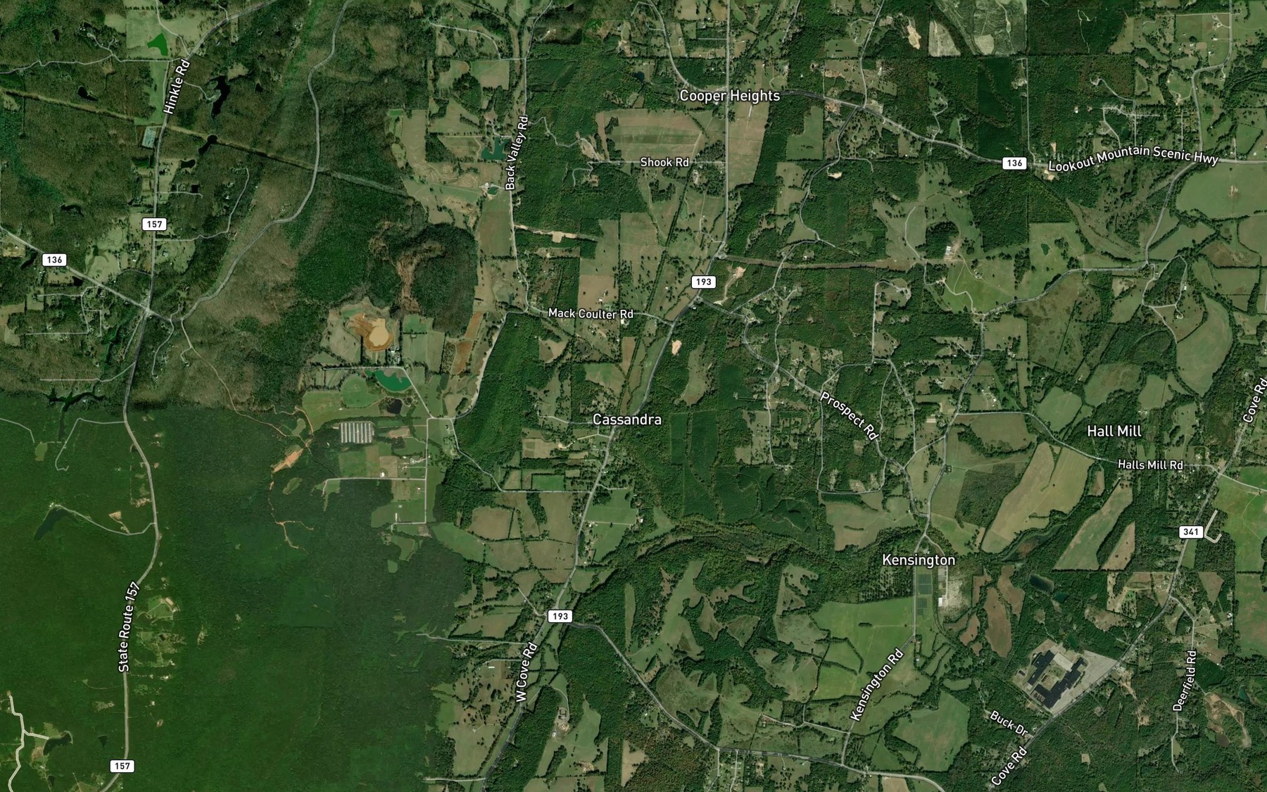 Satellite map of the Back Valley Creek