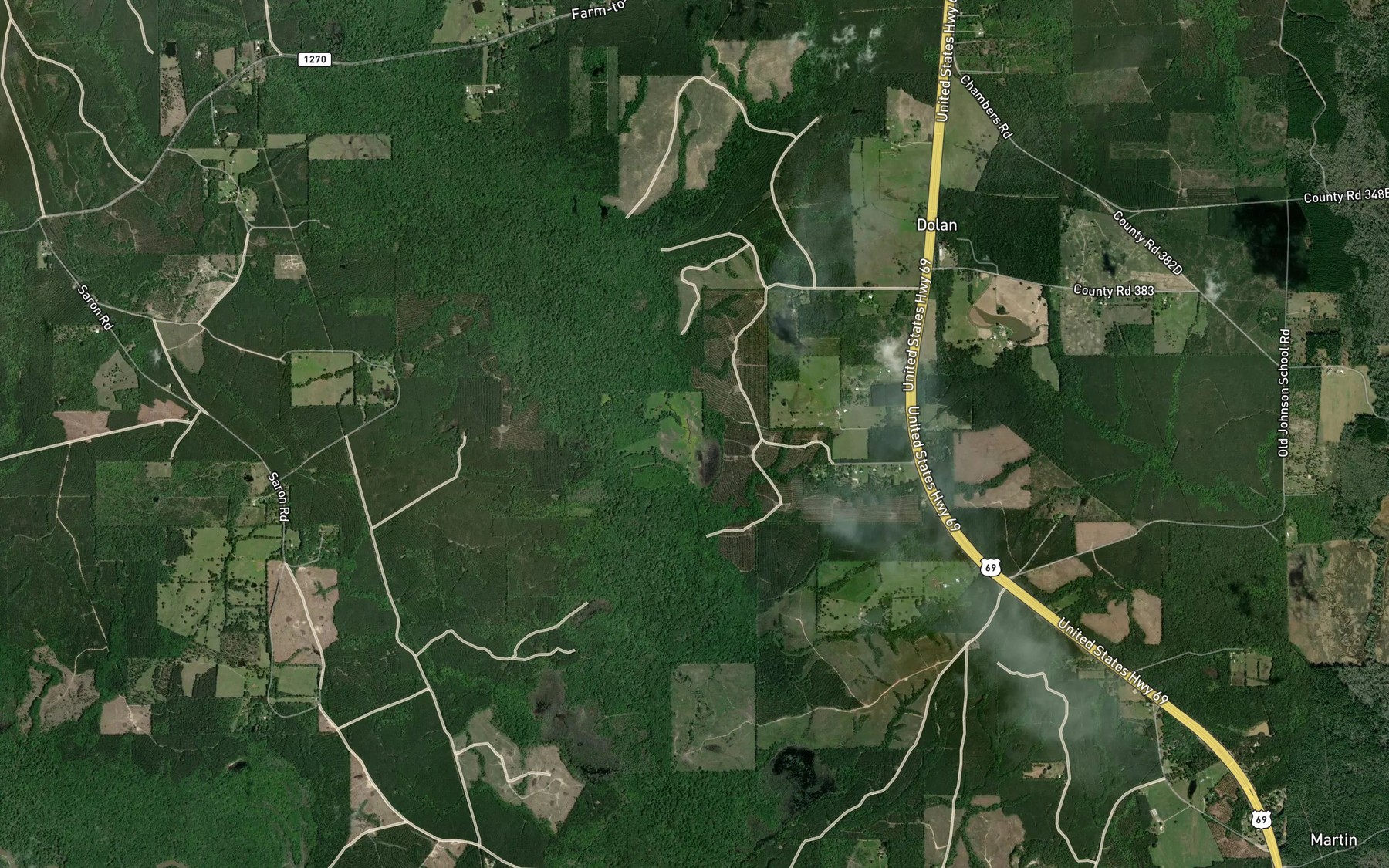 Satellite map of the Turpentine Creek
