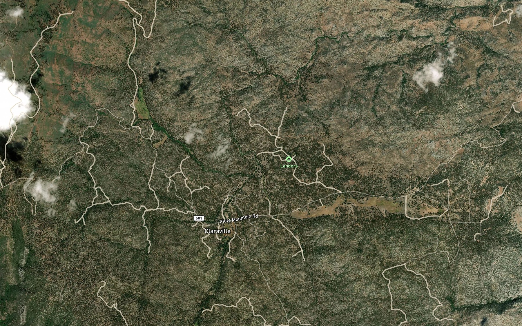 Satellite map of the Landers Creek