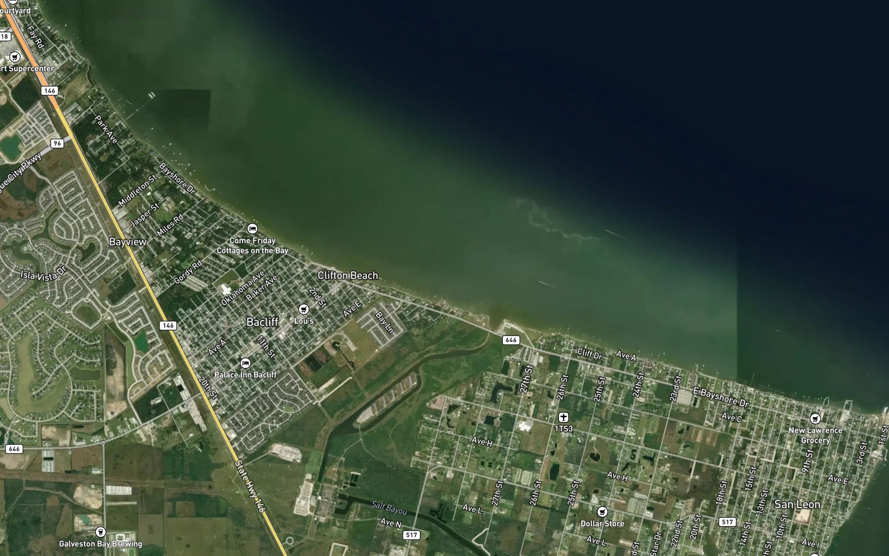 Satellite map of the Clifton Channel